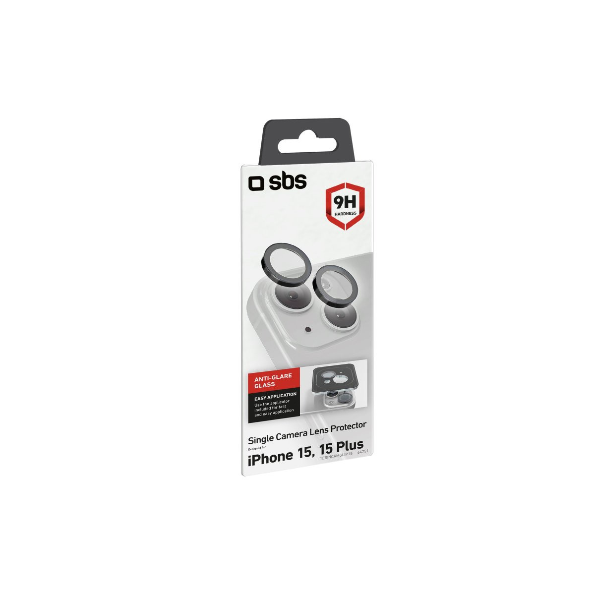 Embalaje del protector de lente de cámara SBS para iPhone 15 y 15 Plus con dureza 9H.