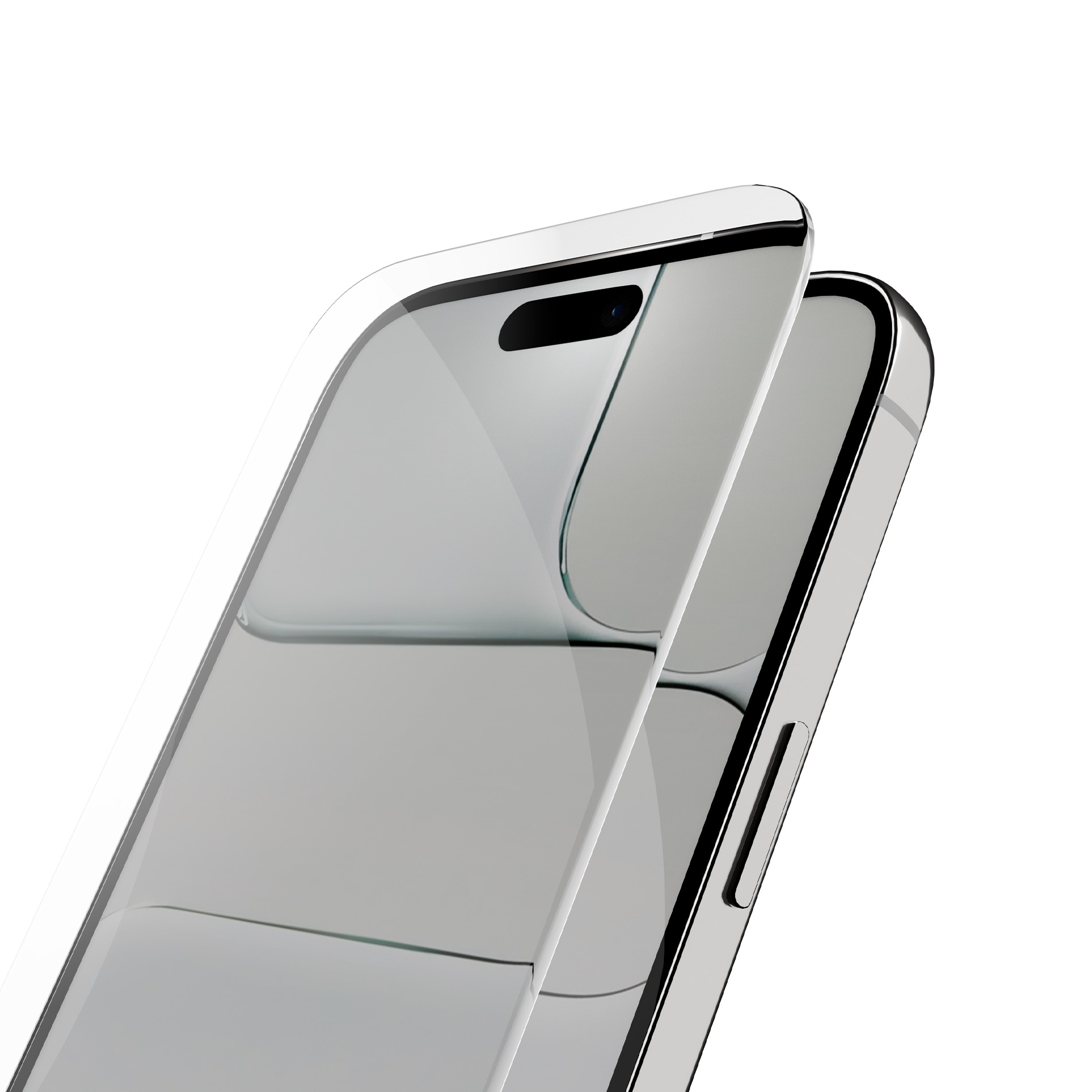 Una pellicola protettiva trasparente viene applicata su uno smartphone moderno con superficie in vetro lucido.