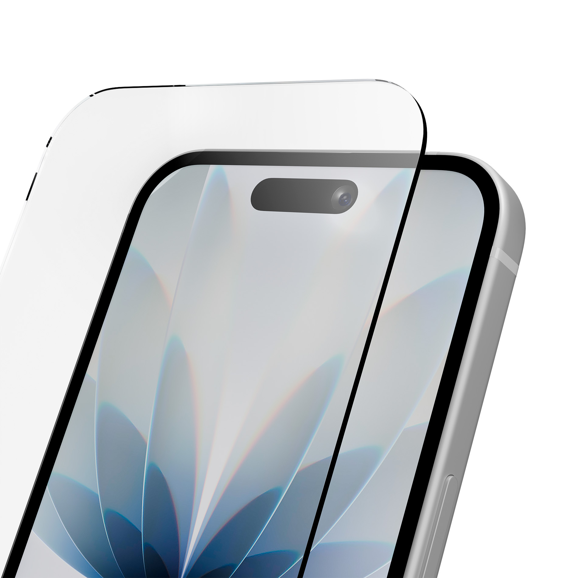 Un vetro protettivo per lo schermo viene posizionato sopra il display di uno smartphone moderno.