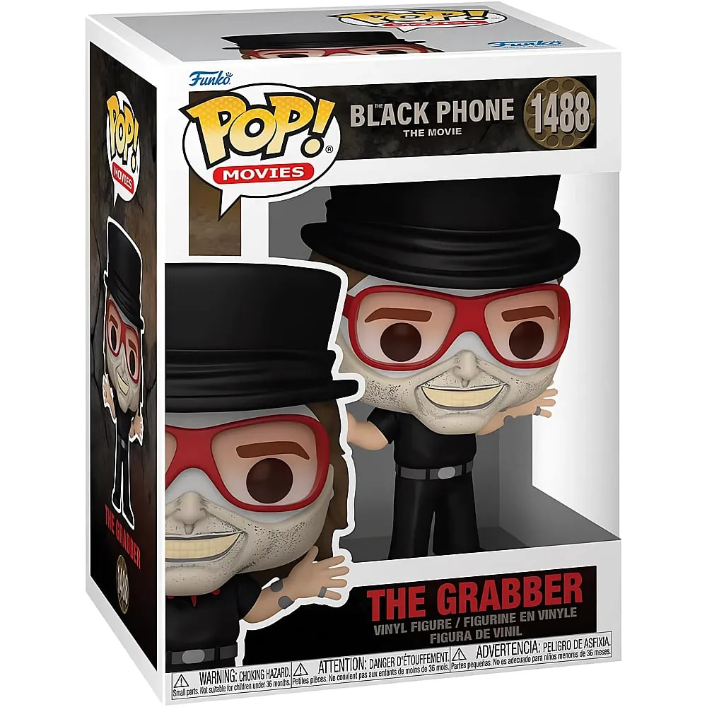 Figurka winylowa Funko Pop The Grabber z filmu Black Phone w pudelku.
