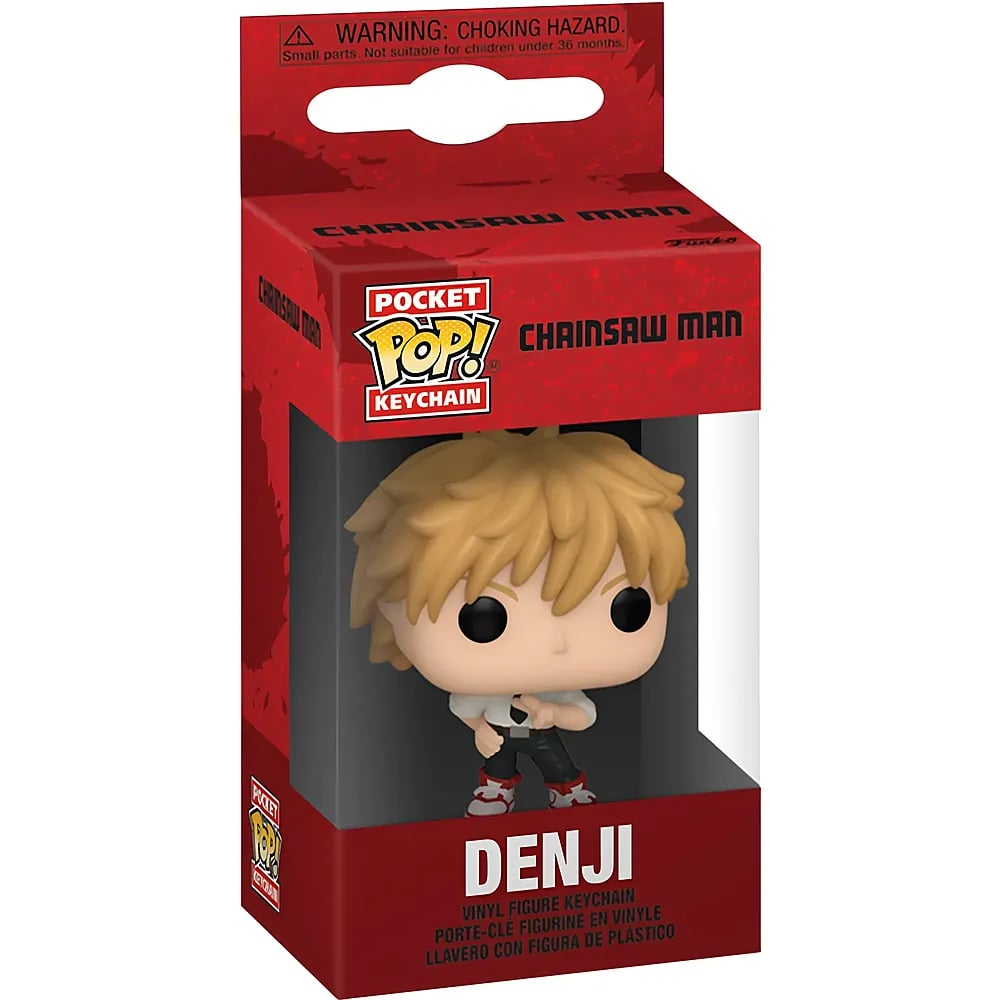 Figura de llavero de vinilo Funko Pocket Pop! Denji de Chainsaw Man en caja.