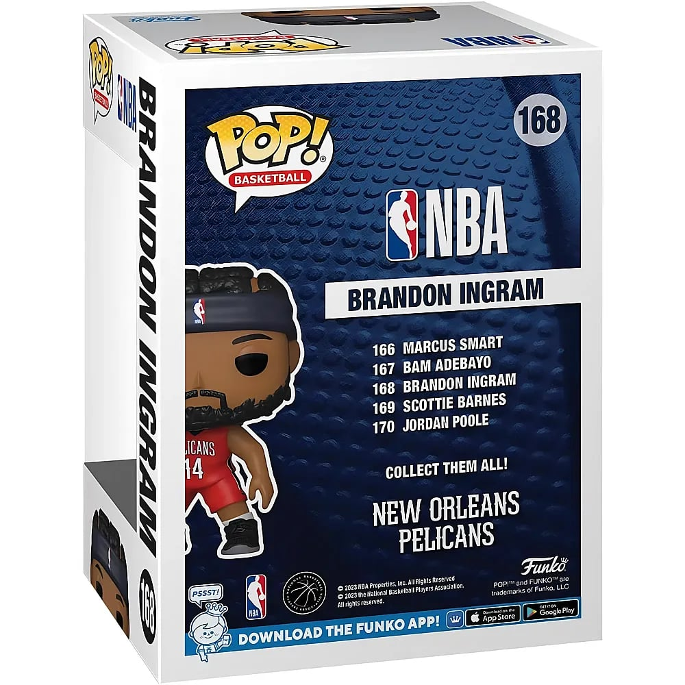 Eine Funko Pop-Box für Brandon Ingram mit der Spielfigur und einer Spielerliste.
