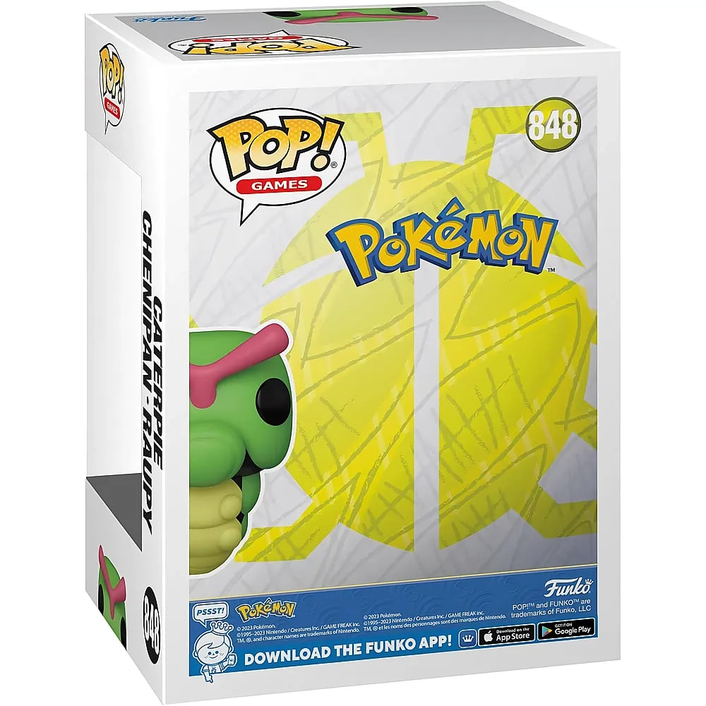 Pokémon Pop!-Sammelfigur Nr. 848 von Caterpie in Originalverpackung.