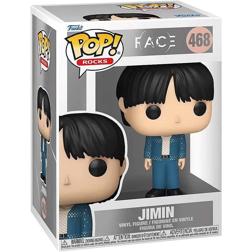 Figura de vinilo Funko Pop Rocks Jimin 468 dentro de su caja original.