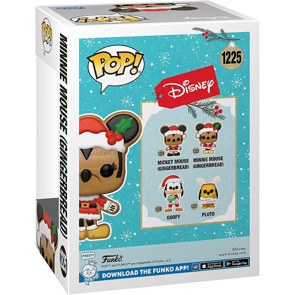 Retro di una scatola natalizia Disney Pop! con Minnie di pan di zenzero e altre figure.