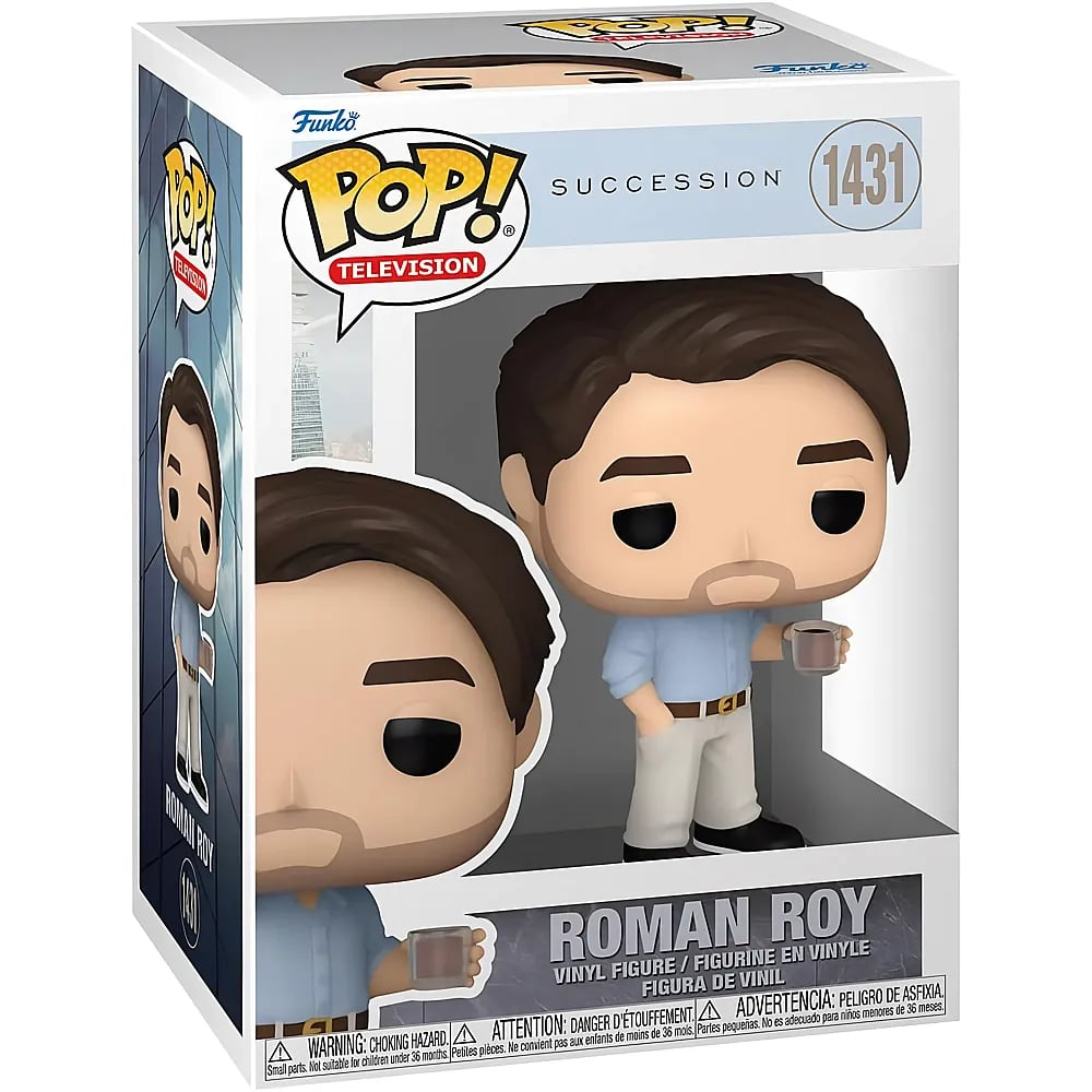 Figurka winylowa Funko Pop Roman Roy z serialu Succession w pudełku kolekcjonerskim.