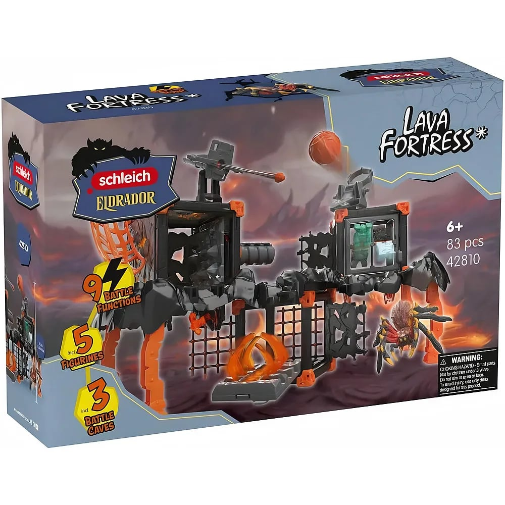 Schleich Eldrador Lava Fortress Spielset mit Figuren, Höhlen und Kampffunktionen.