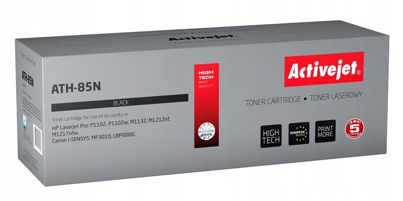 Szare pudełko tonera Activejet ATH-85N do drukarek HP i Canon.