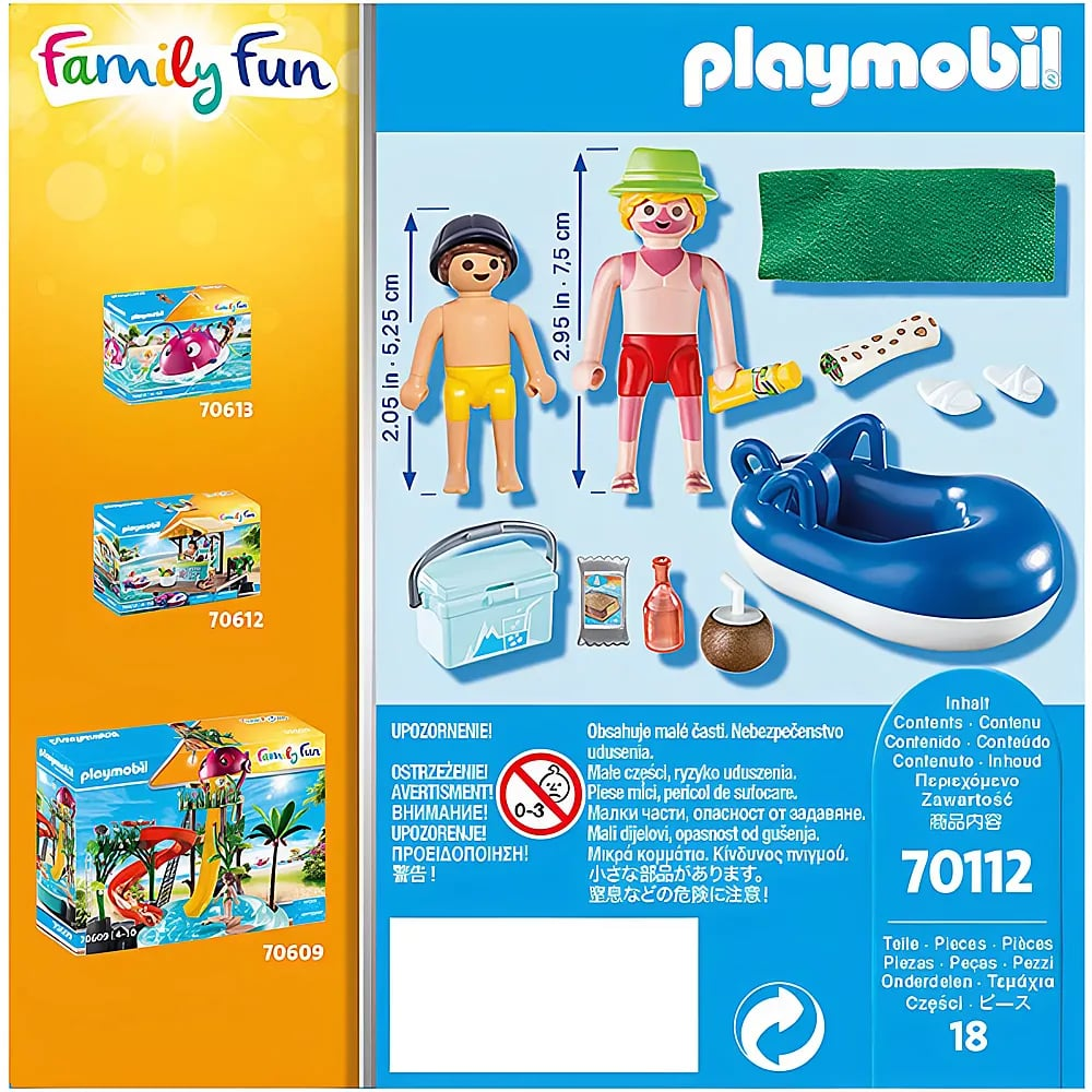 Playmobil Familien-Set mit Figuren, Boot, Kühlbox und Zubehörteilen.