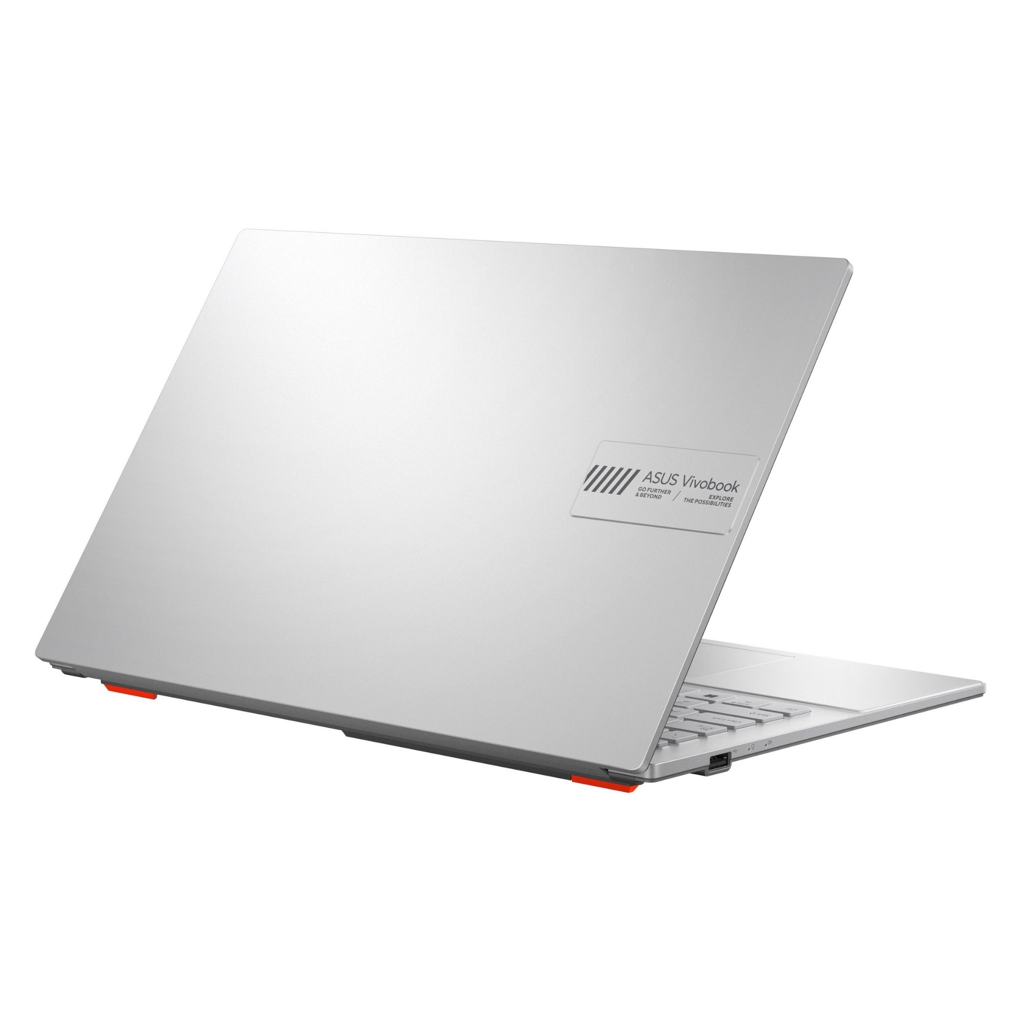 Beyaz arka planda gm renkli ASUS Vivobook dizst bilgisayar, kapanda ASUS Vivobook logosuyla.