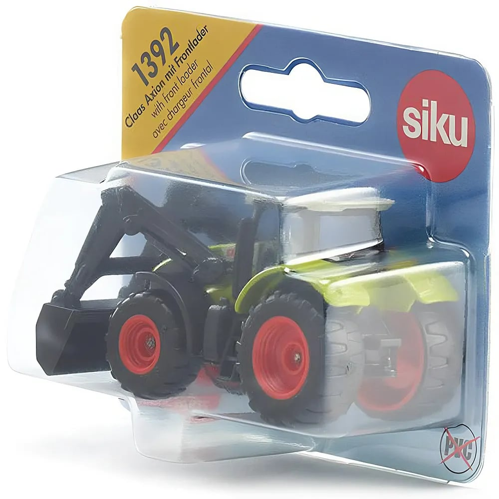 Siku Claas Axion Traktor mit Frontlader in originaler Blisterverpackung.