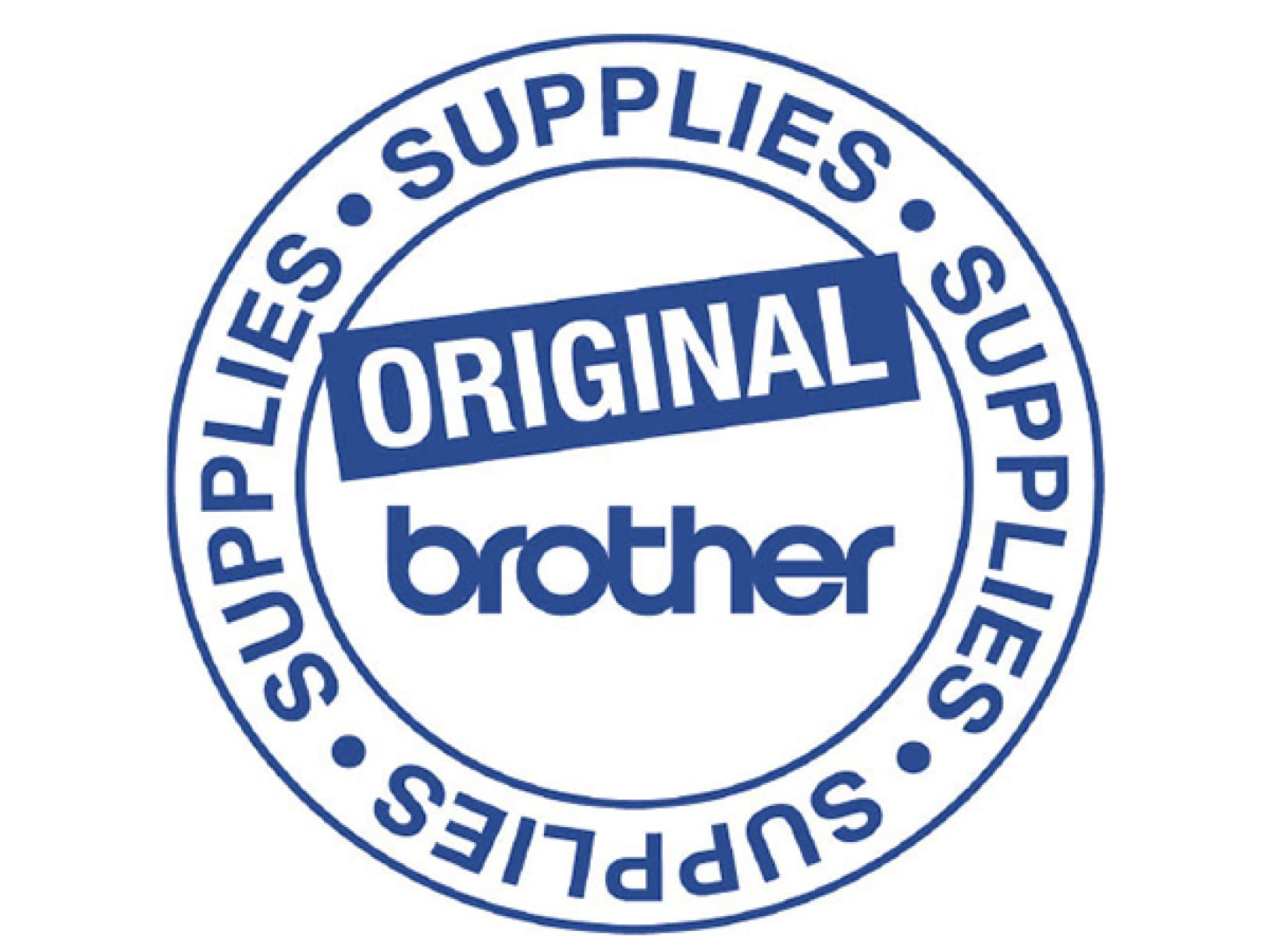 Niebieskie okrągłe logo Brother Original Supplies na białym tle.