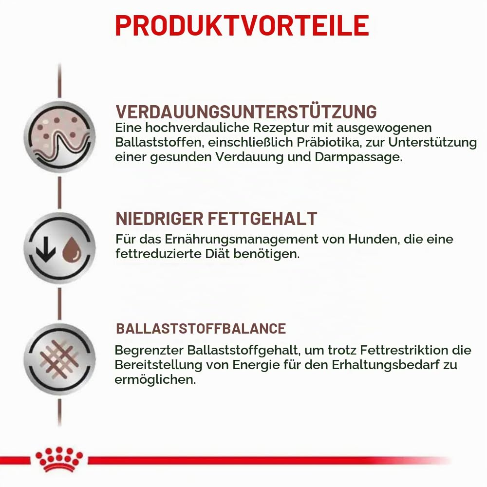 Zalety produktu: wsparcie trawienia, niska zawartość tłuszczu i równowaga błonnika dla psów.
