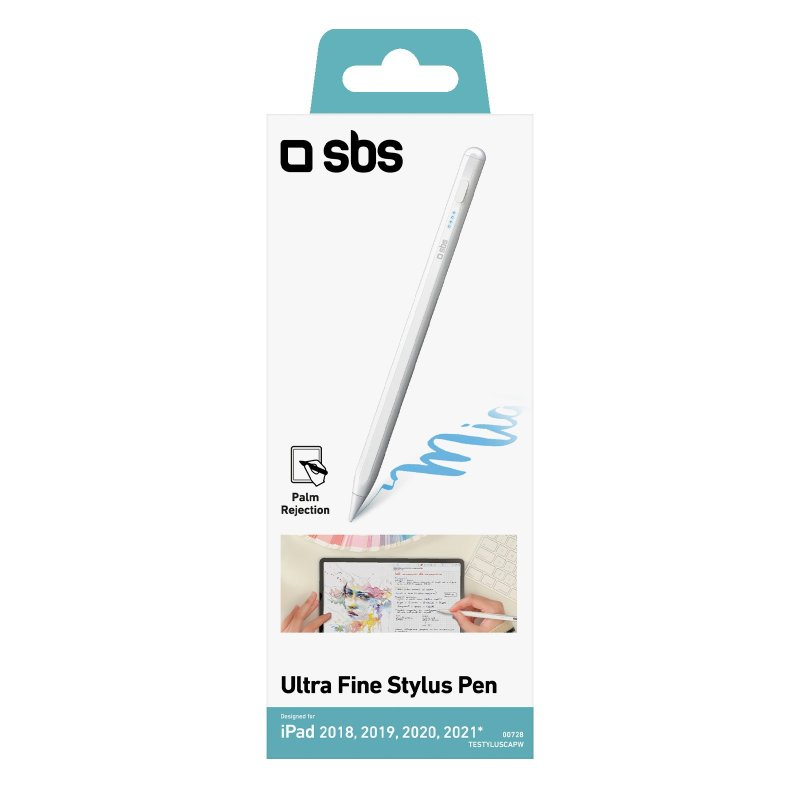 Confezione della penna stilo Ultra Fine di SBS in bianco con stilo e tablet.