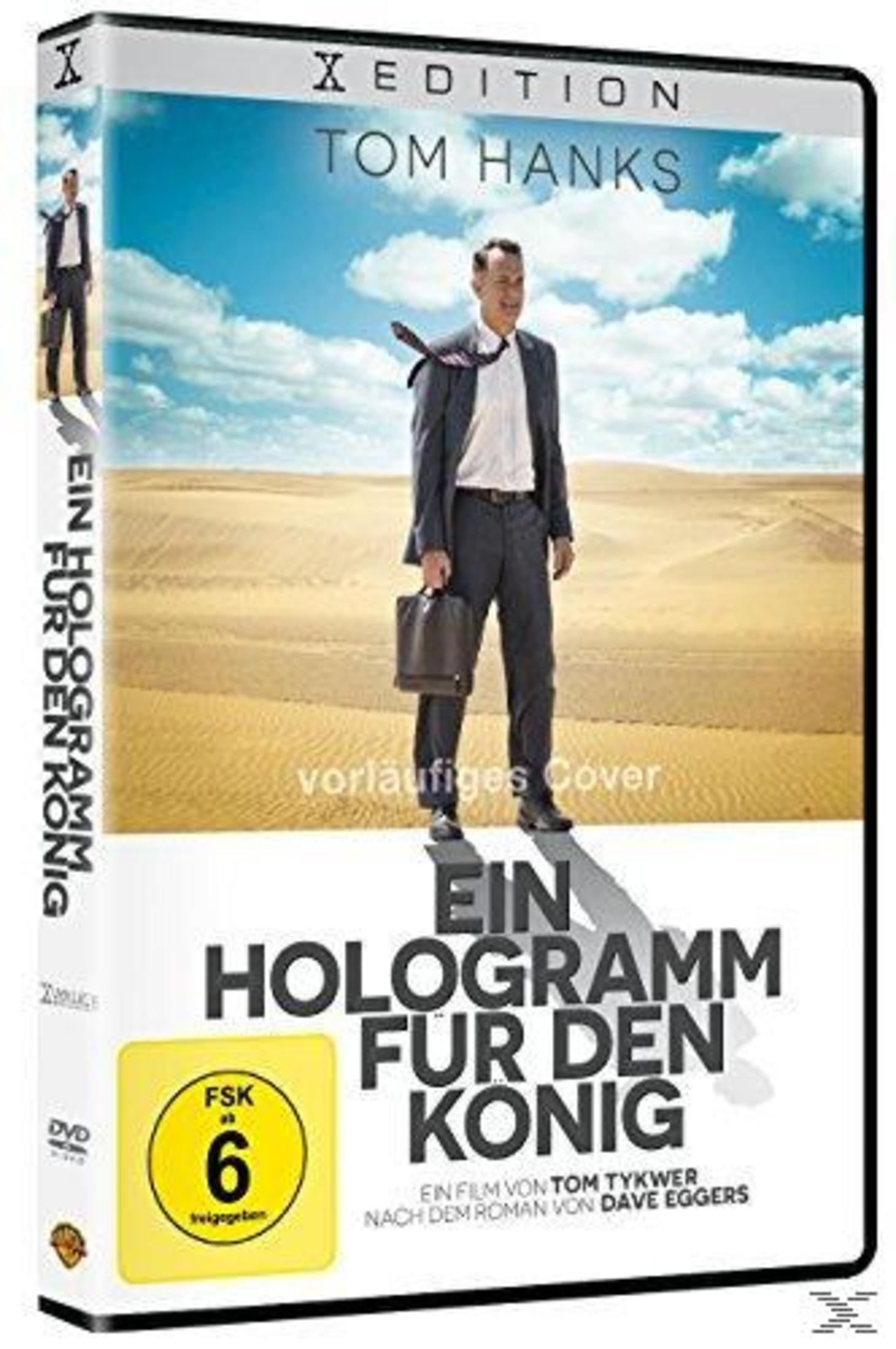 DVD-Cover von Ein Hologramm für den König mit Tom Hanks in der Wüste.