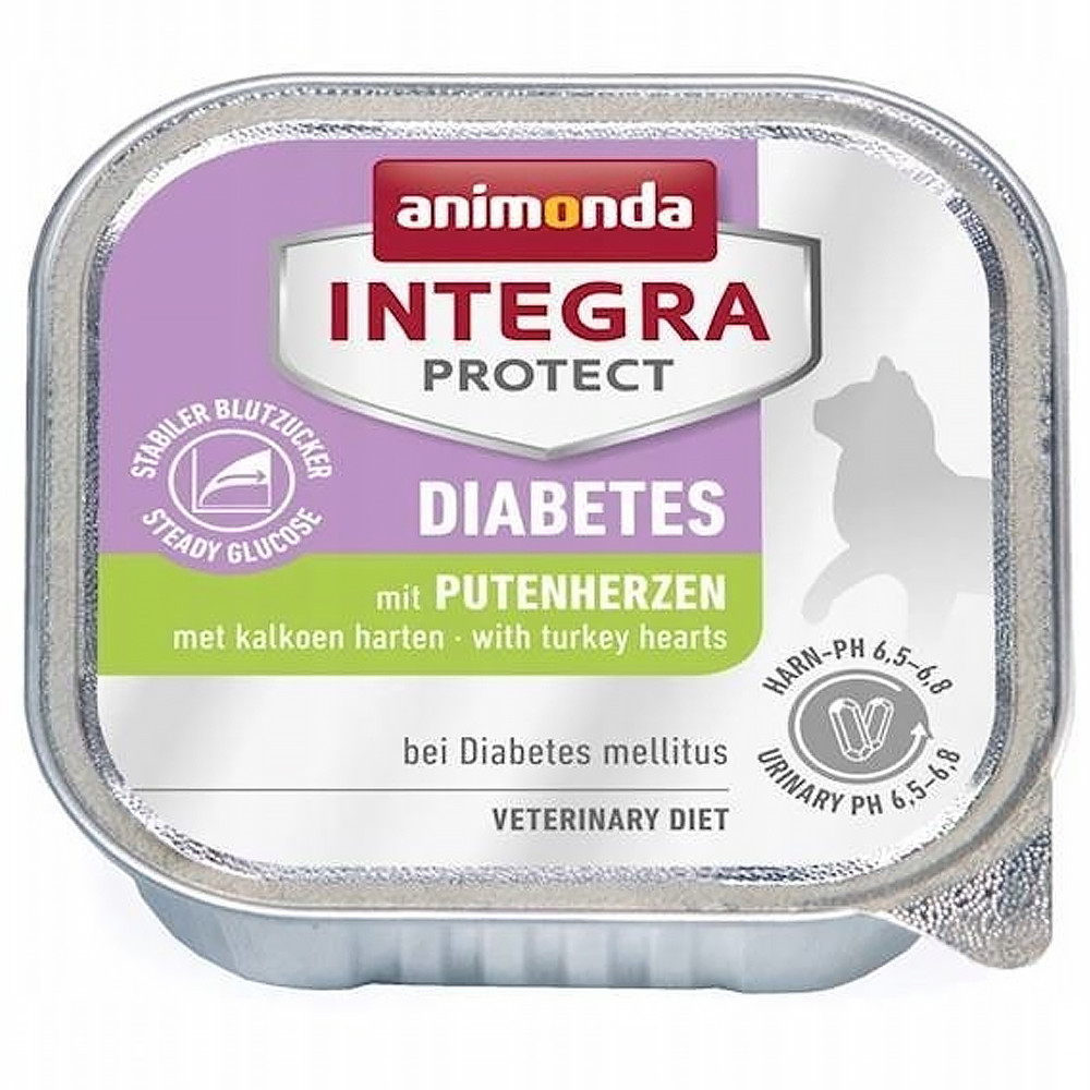 Mała tacka karmy dietetycznej dla kota Animonda Integra Protect z sercami indyczymi.