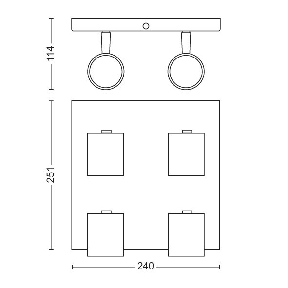 Dessin technique d'un plafonnier avec des dimensions en millimètres.