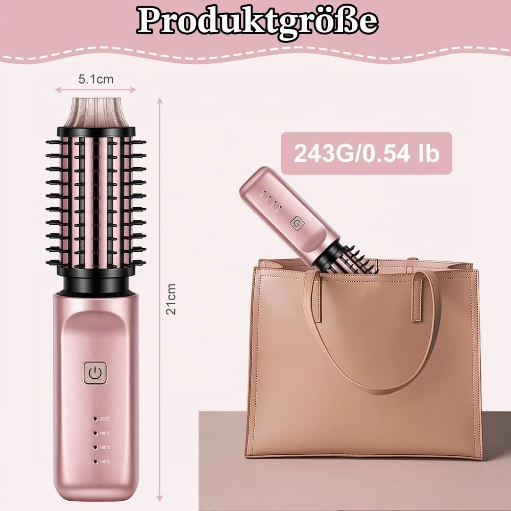 Rosa Haargräte mit Maßen 21x5,1cm, Gewicht 243g, passt in eine Handtasche.