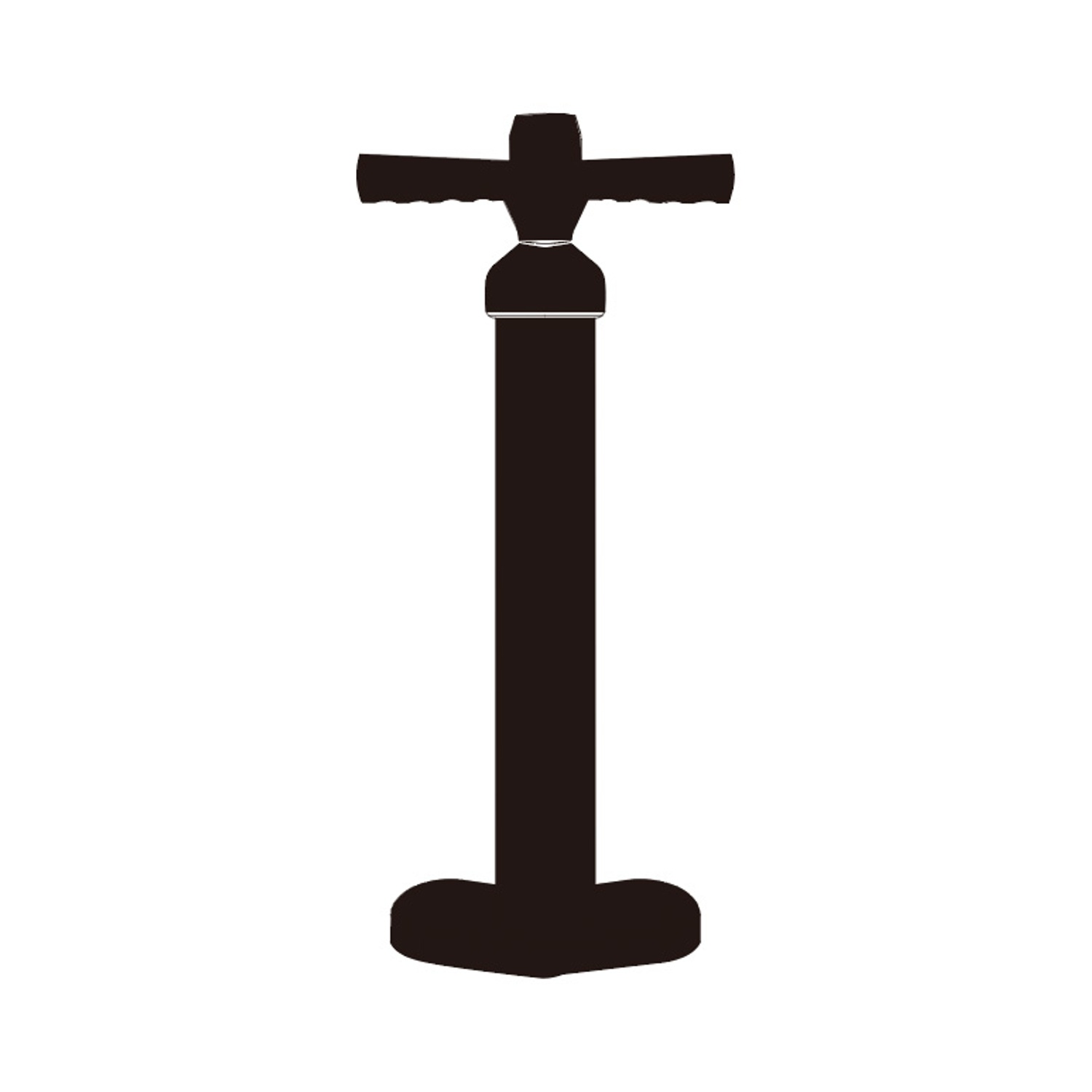Eine schwarze Luftpumpe mit T-förmigem Griff auf weißem Hintergrund.
