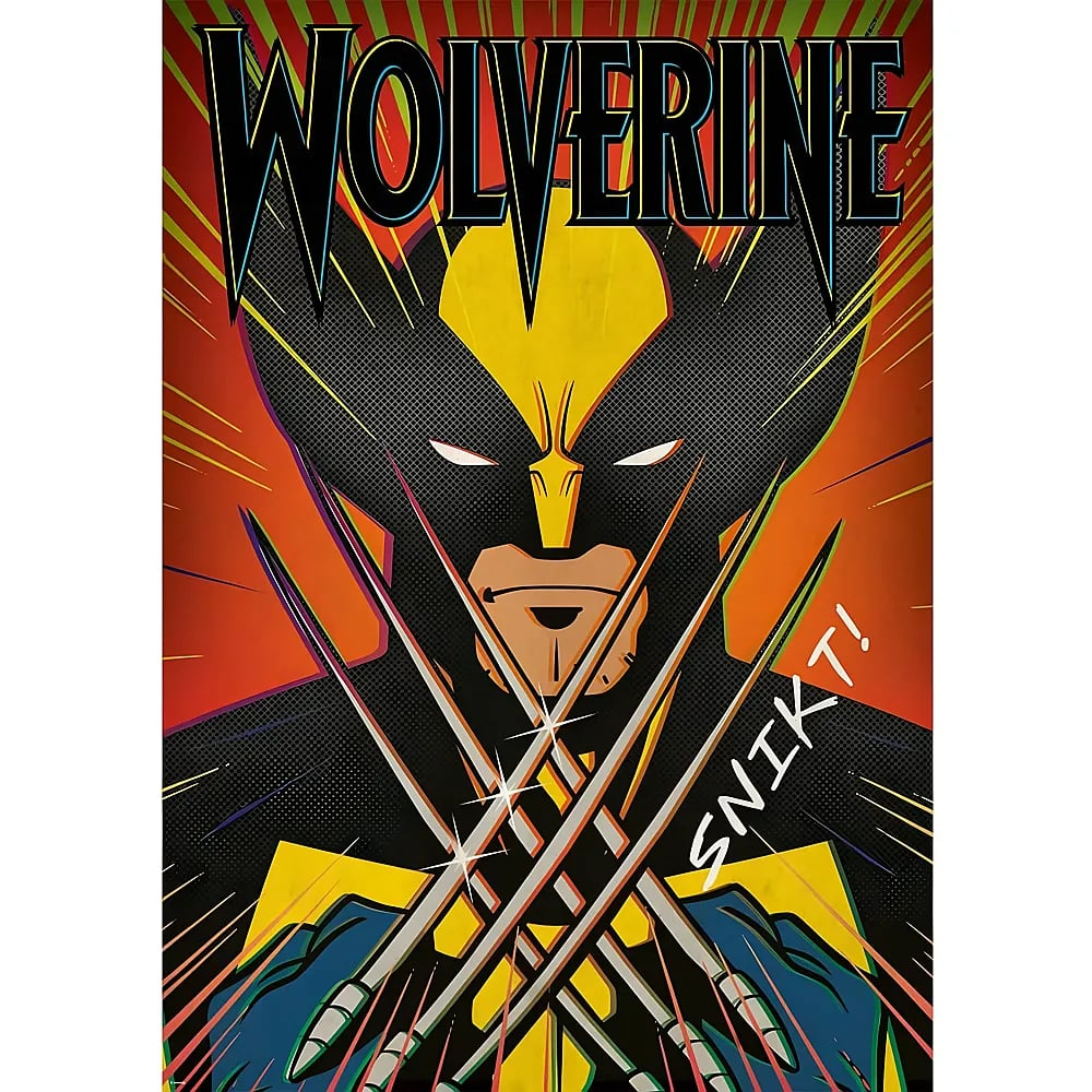 Comic-Cover von Wolverine mit gekreuzten Klauen und dem Schriftzug SNIKT! vor orange-rotem Hintergrund.