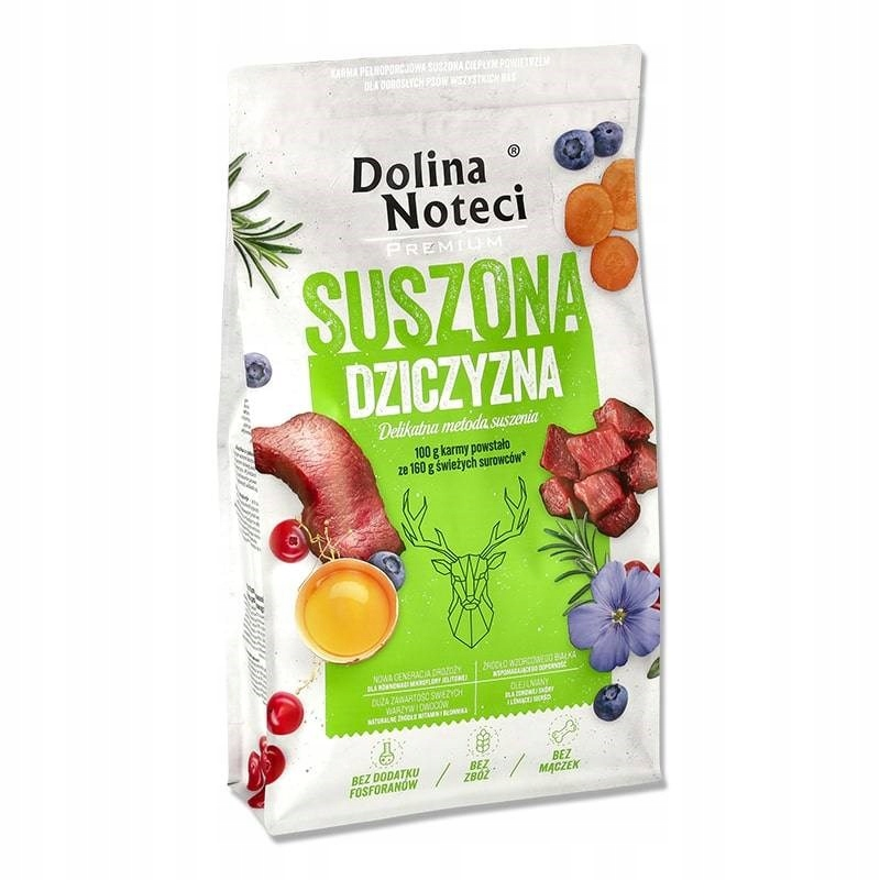 Opakowanie karmę dla psa Dolina Noteci z dziczyzną, borówkami, marchewką i ziołami.