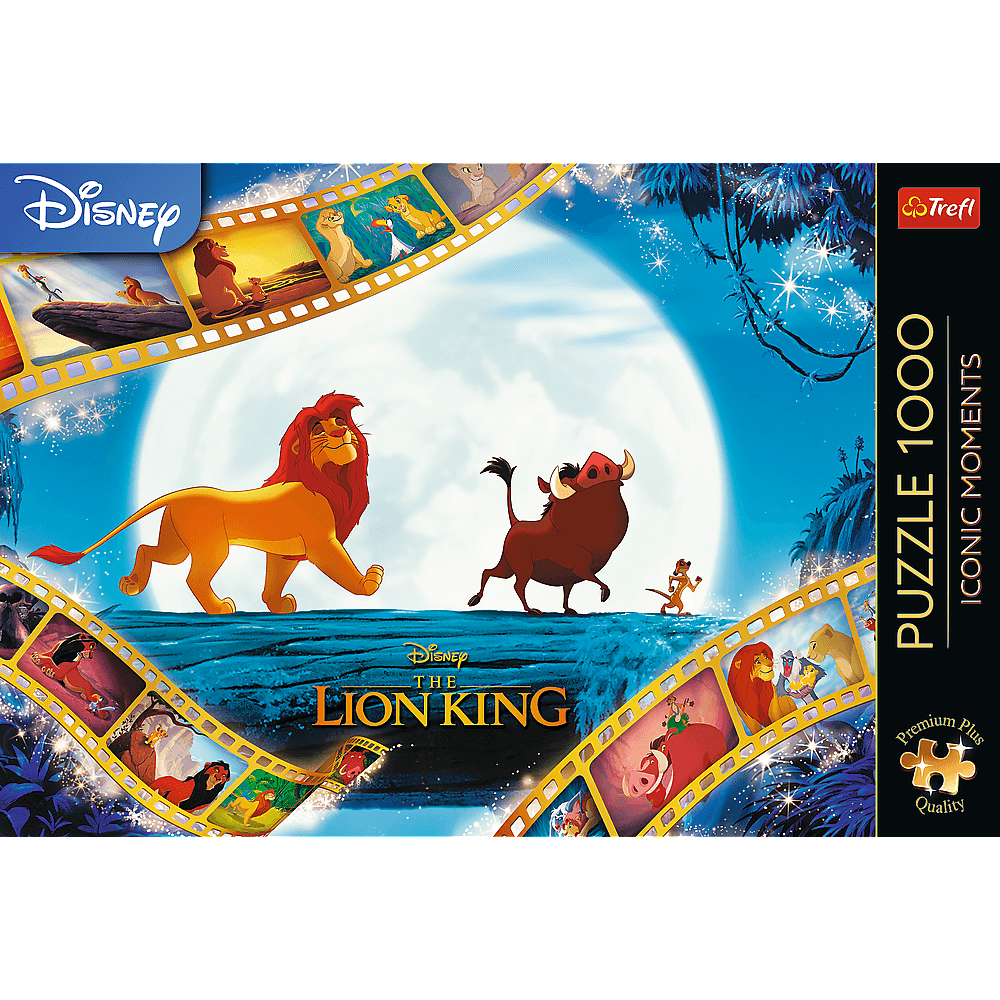 Das L öwenkönig-Puzzle zeigt Simba, Pumbaa und Timon im Mondlicht.