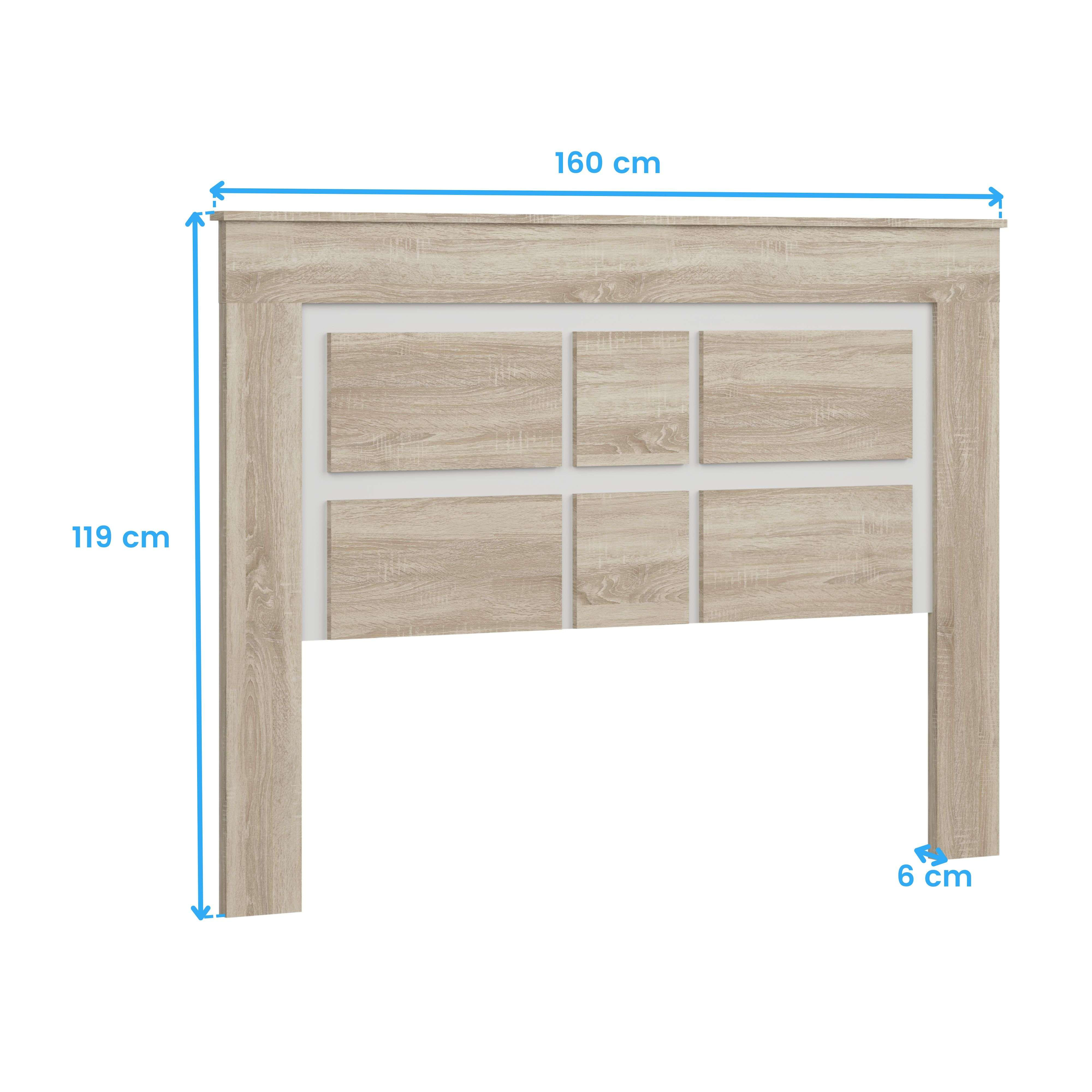 Cabecero de madera de 160x119x6 cm, con detalles de paneles.