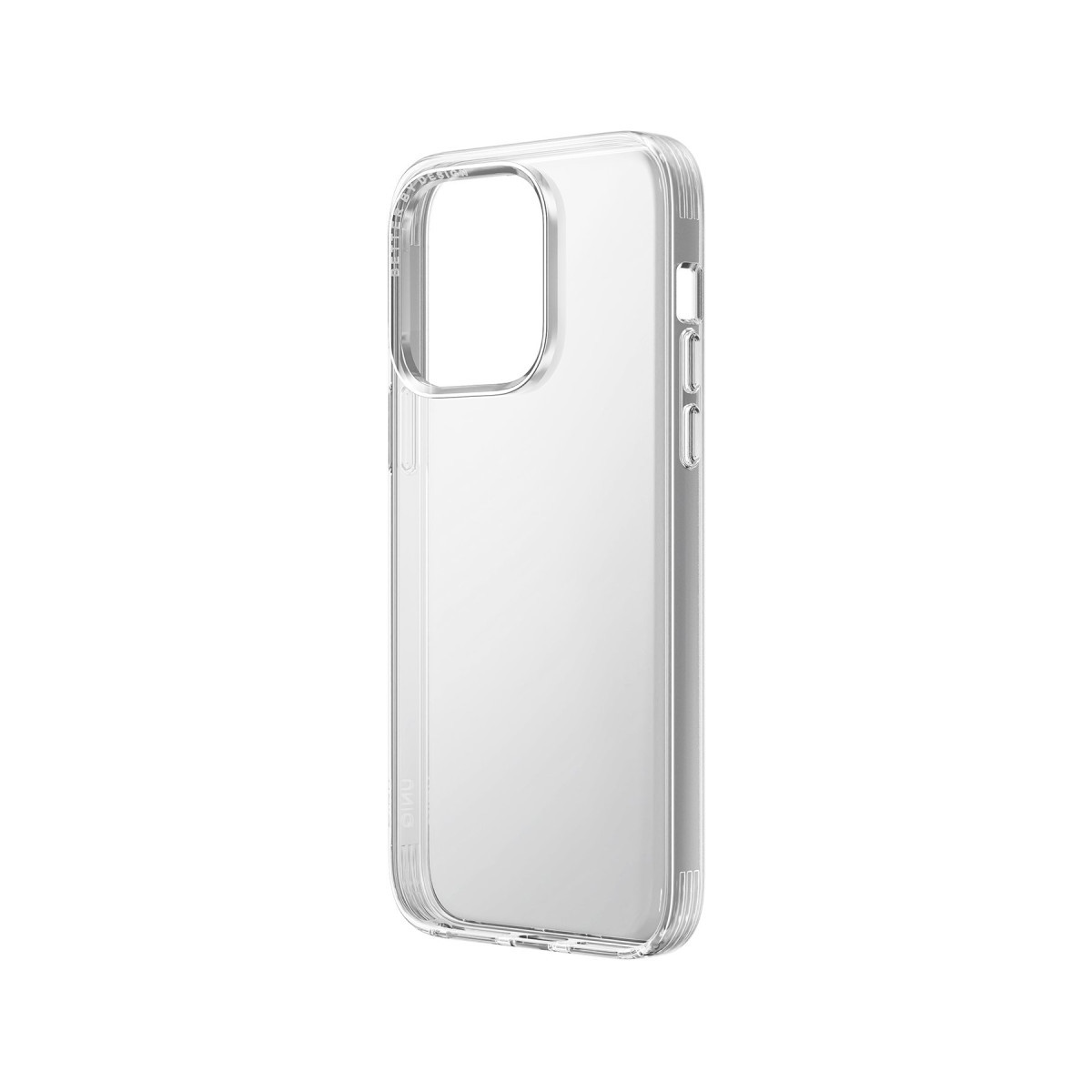 Kamera ve düğmeler için hassas kesiklere sahip şeffaf plastik telefon kılıfı.