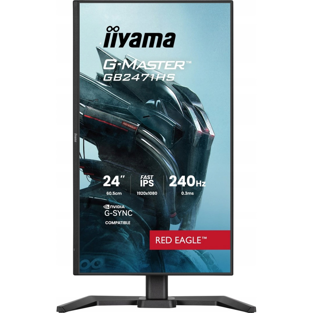 Iiyama G-Master GB2471HS 24-inch monitor with IPS, 240Hz, G-Sync and futuristic background.