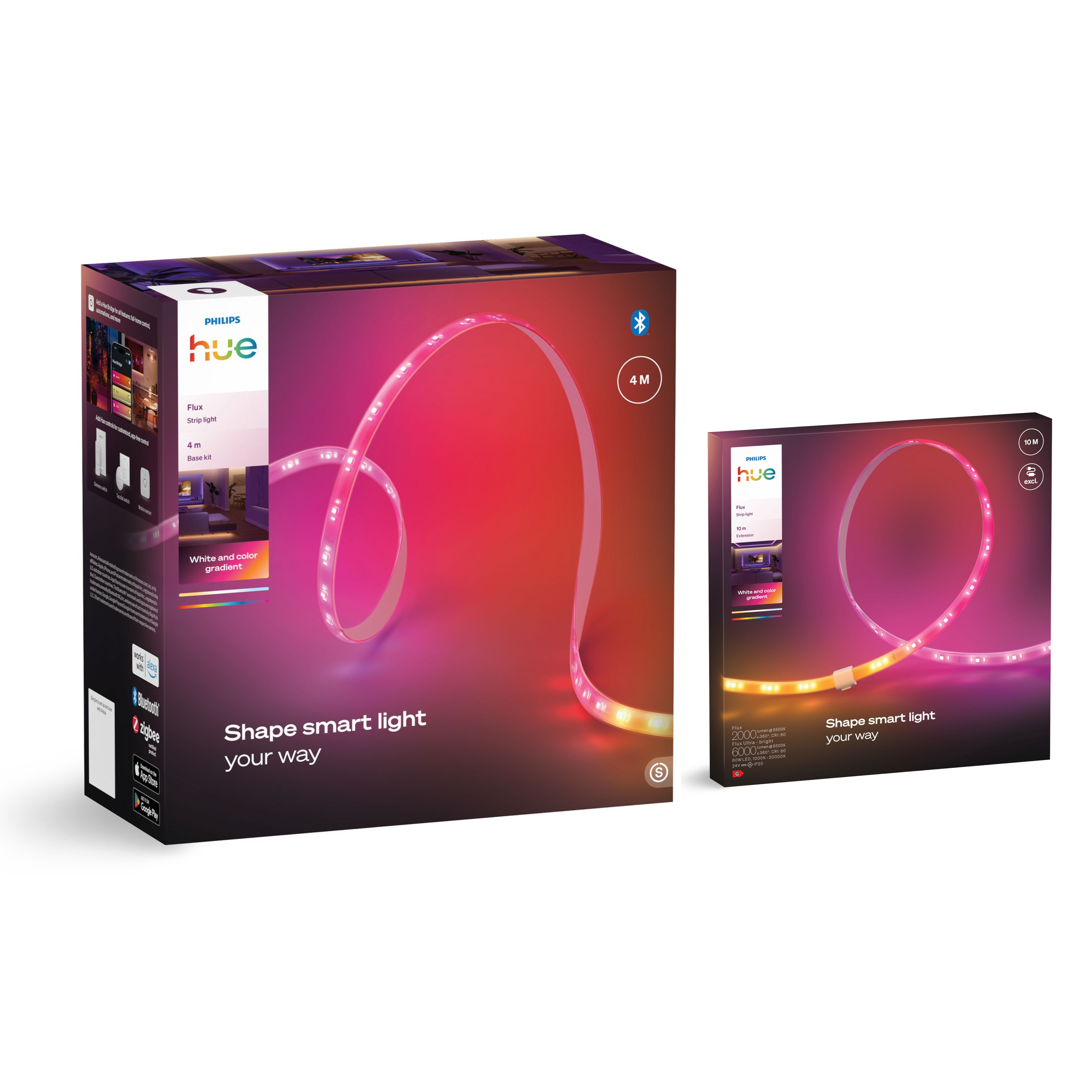 Confezione Philips Hue Gradient Strip Light con una striscia luminosa.