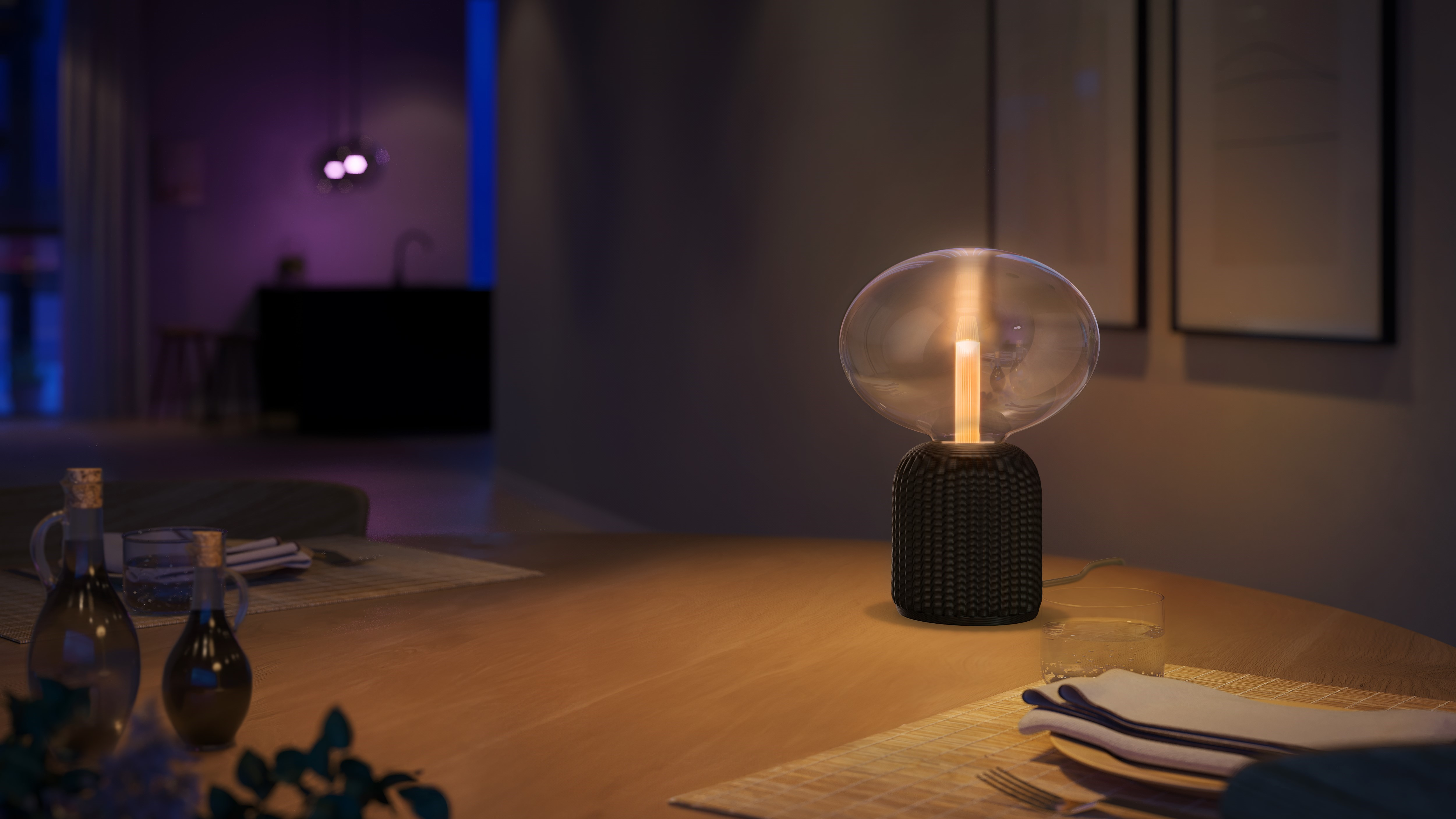  PHILIPS HUE Lightguide Lampadaire 3D imprimé (Noir) Lumière blanche et colorée - Incl.  1 Hue Lightguide Ampoule Eliptique, Hue White and Color Ambiance