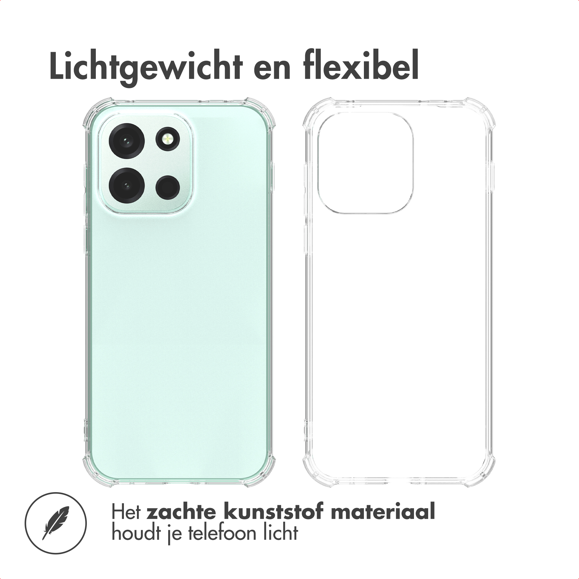 Lichtgewicht en flexibel lichtgroen smartphonehoesje en een transparant hoesje.