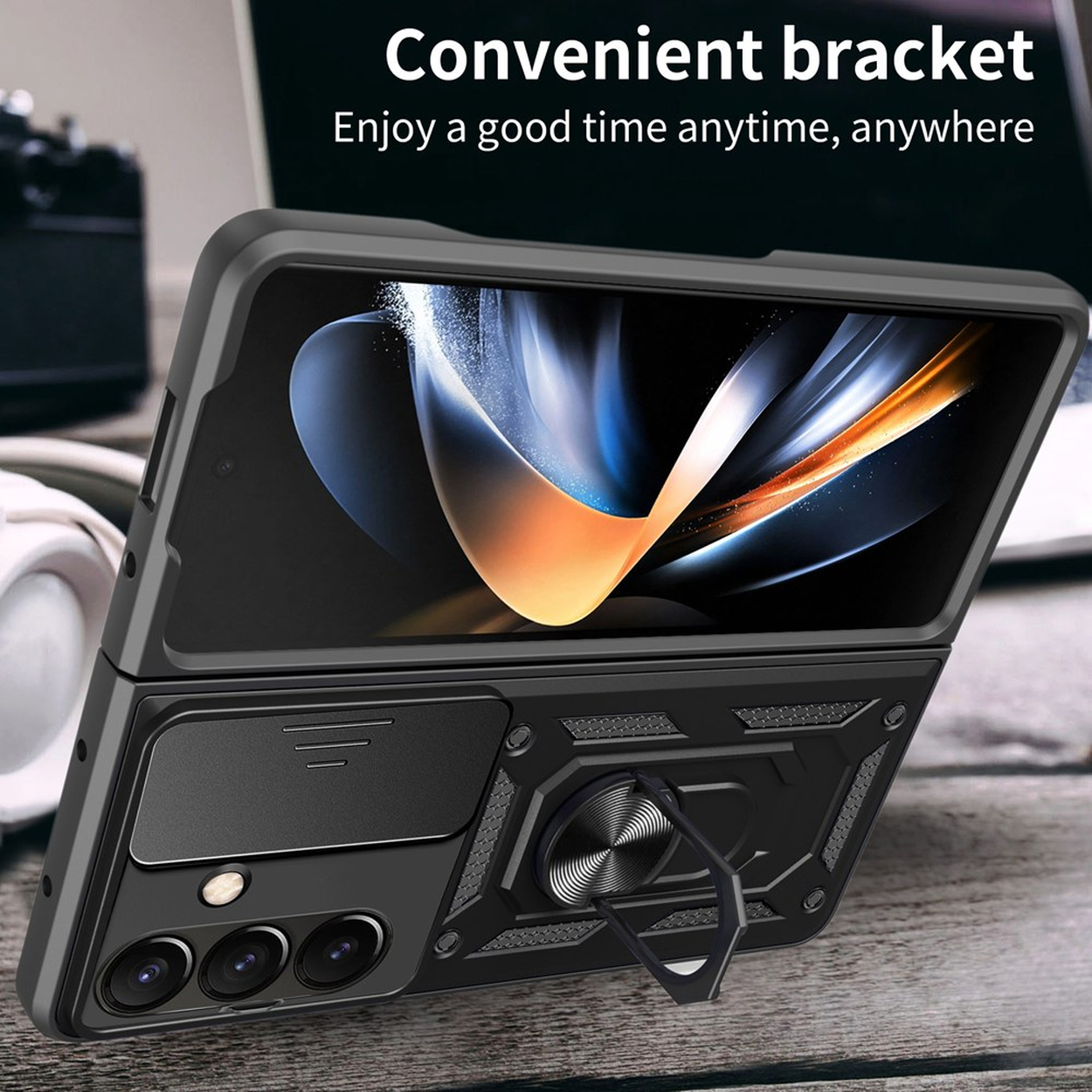 MOBYDEFEND Panzerhülle mit drehbarem Ring, Backcover, Samsung, Galaxy Z Fold 8 Ultra, Blau