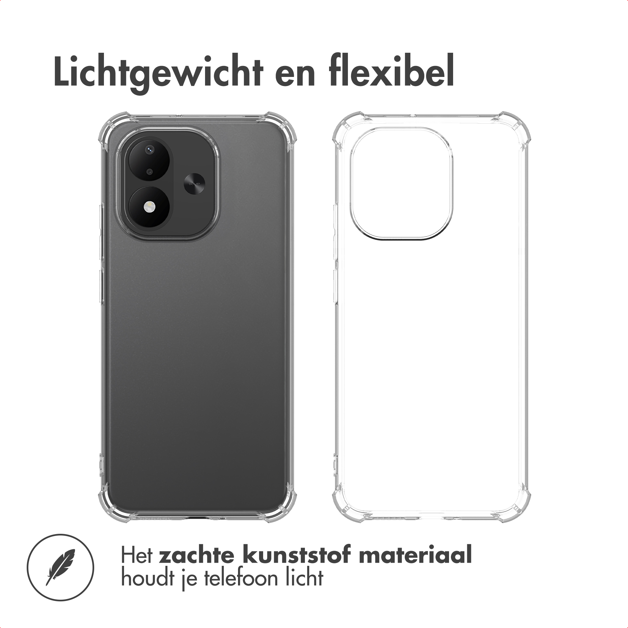 Transparant beschermhoesje op een smartphone, licht en flexibel.