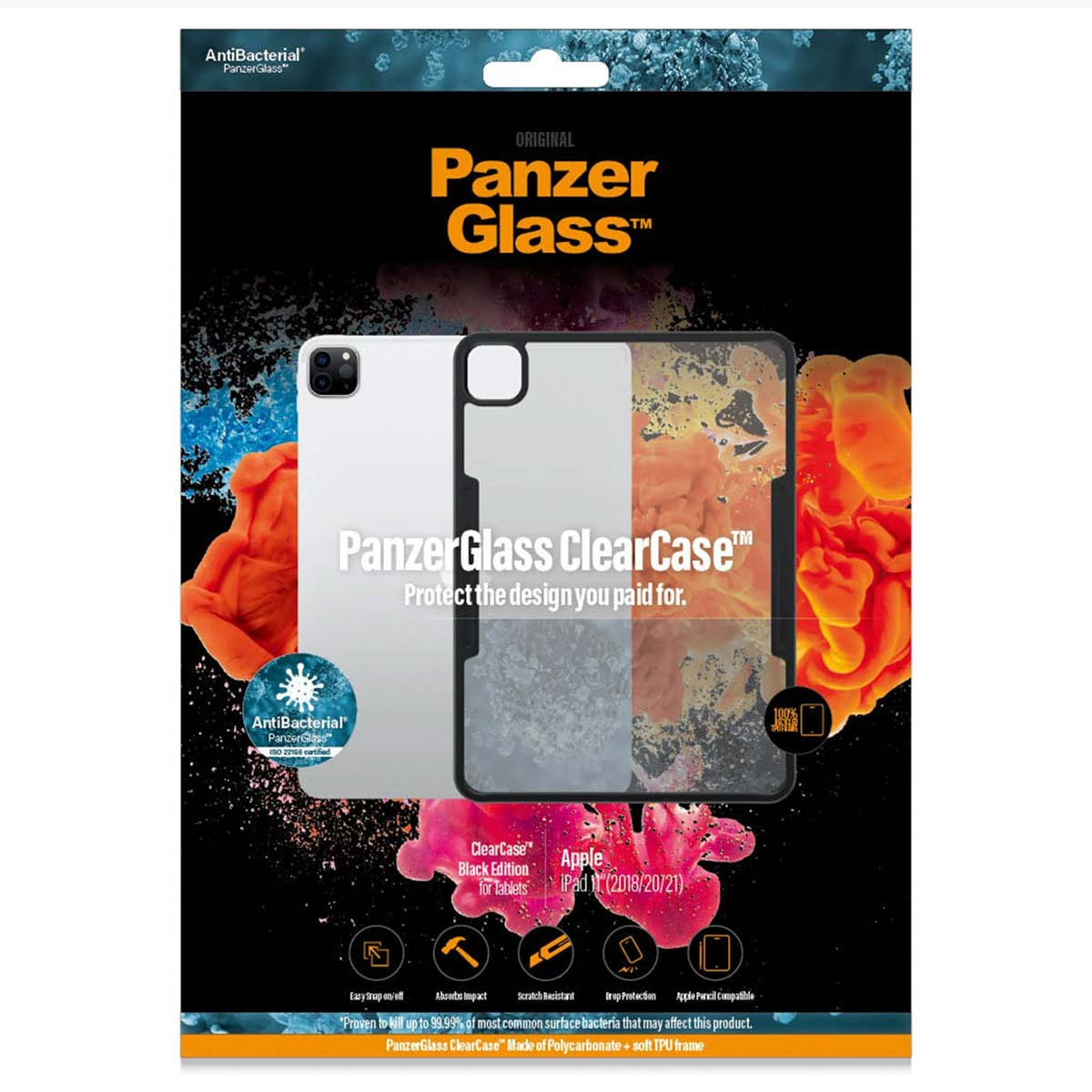 PanzerGlass ClearCase packaging displaying product details for Apple iPad 11 inch.