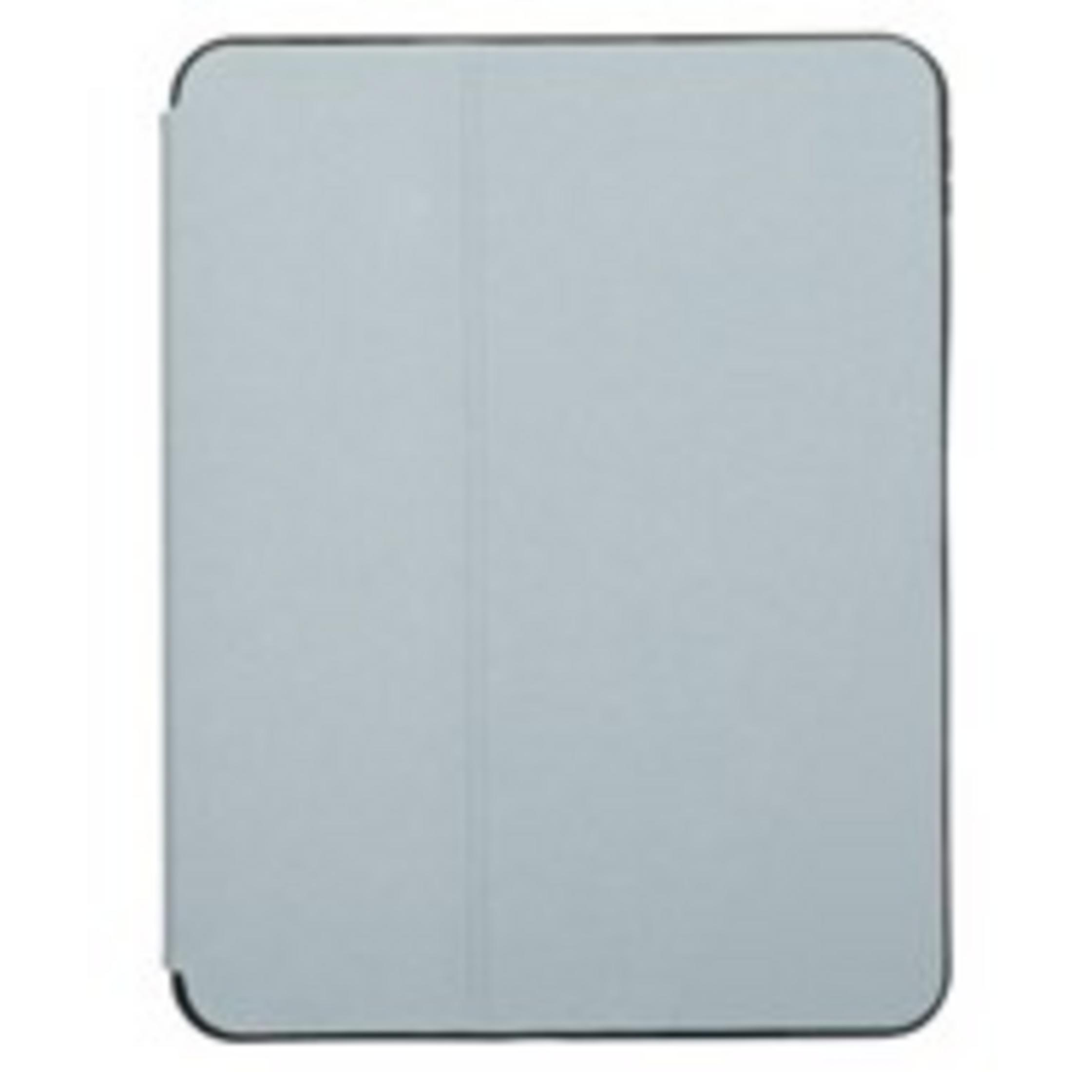 A gray tablet case with closed cover on a white background.
