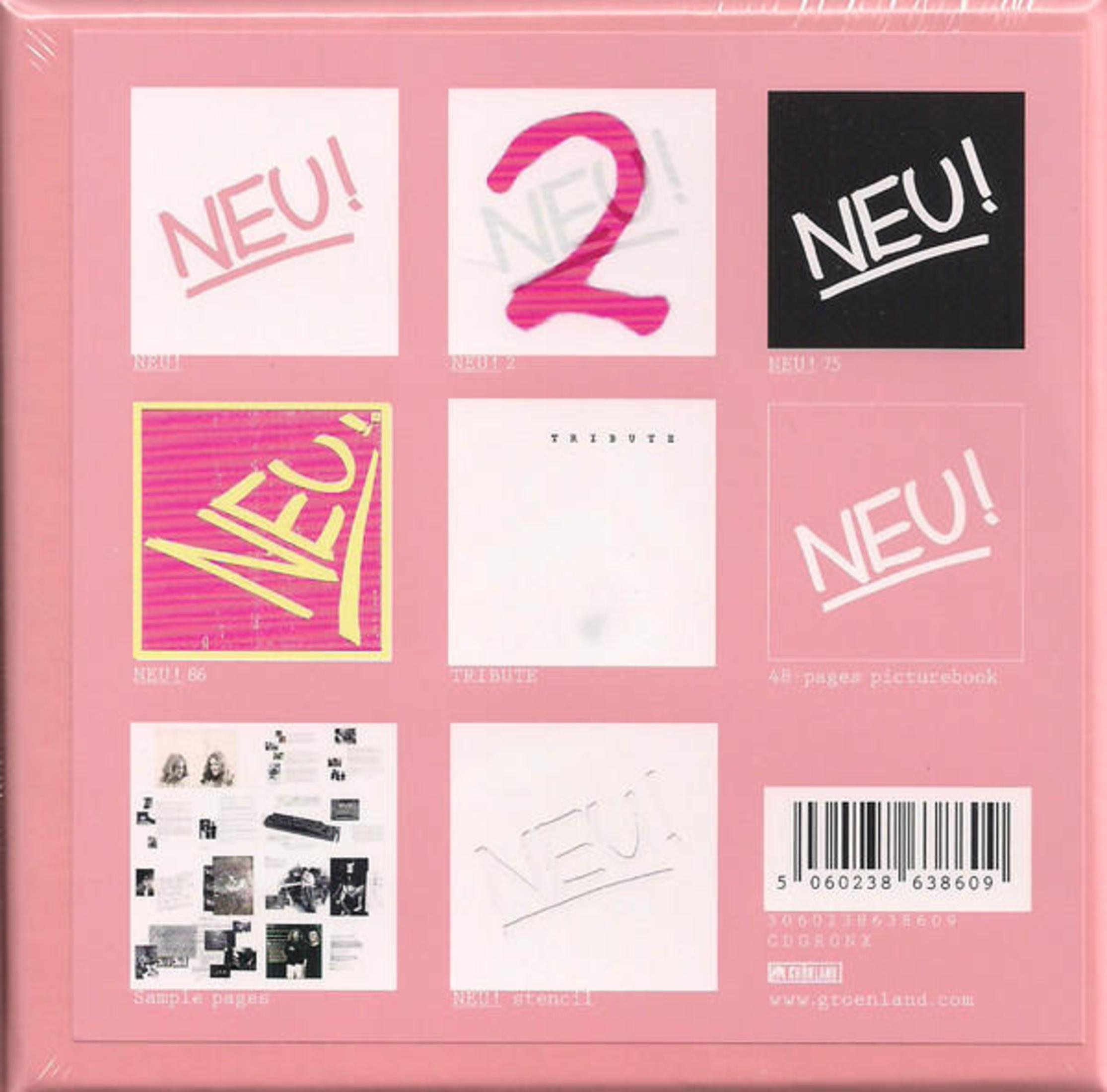 Rosa Cover mit neun kleinen Quadraten, die Musik- und Stencil-Motive zeigen, sowie einem Strichcode.