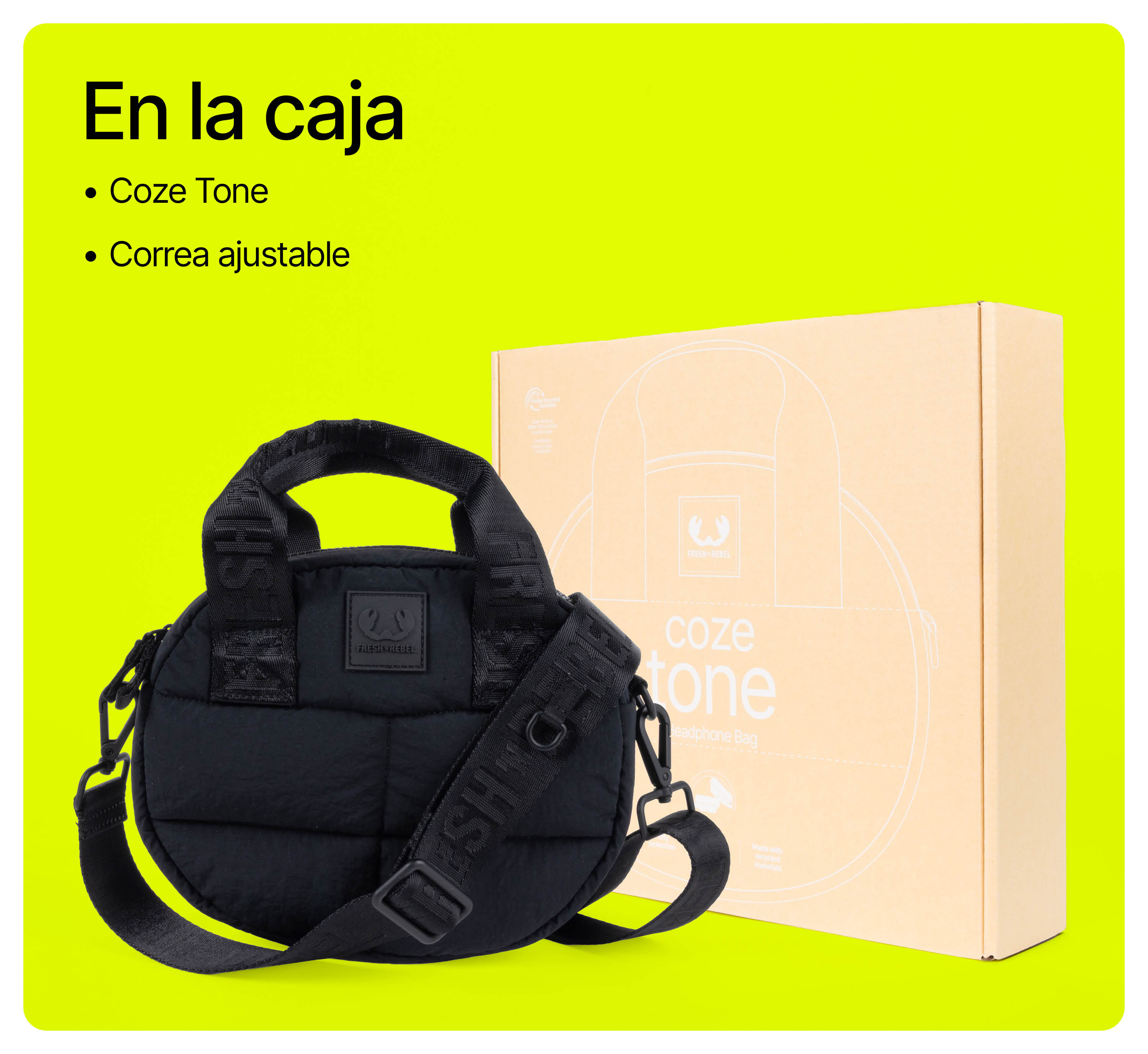 Funda para auriculares  - Coze Tone, Funda Acolchada para Auriculares FRESH ‘N REBEL, Inky Black