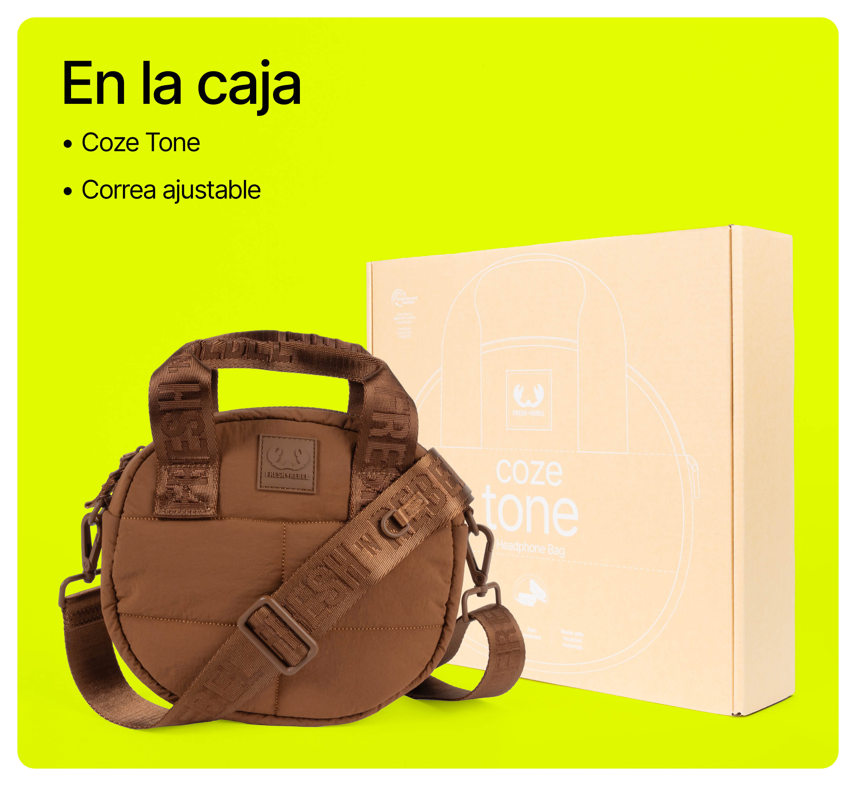 Funda para auriculares  - Coze Tone, Funda Acolchada para Auriculares FRESH ‘N REBEL, Latte Brown