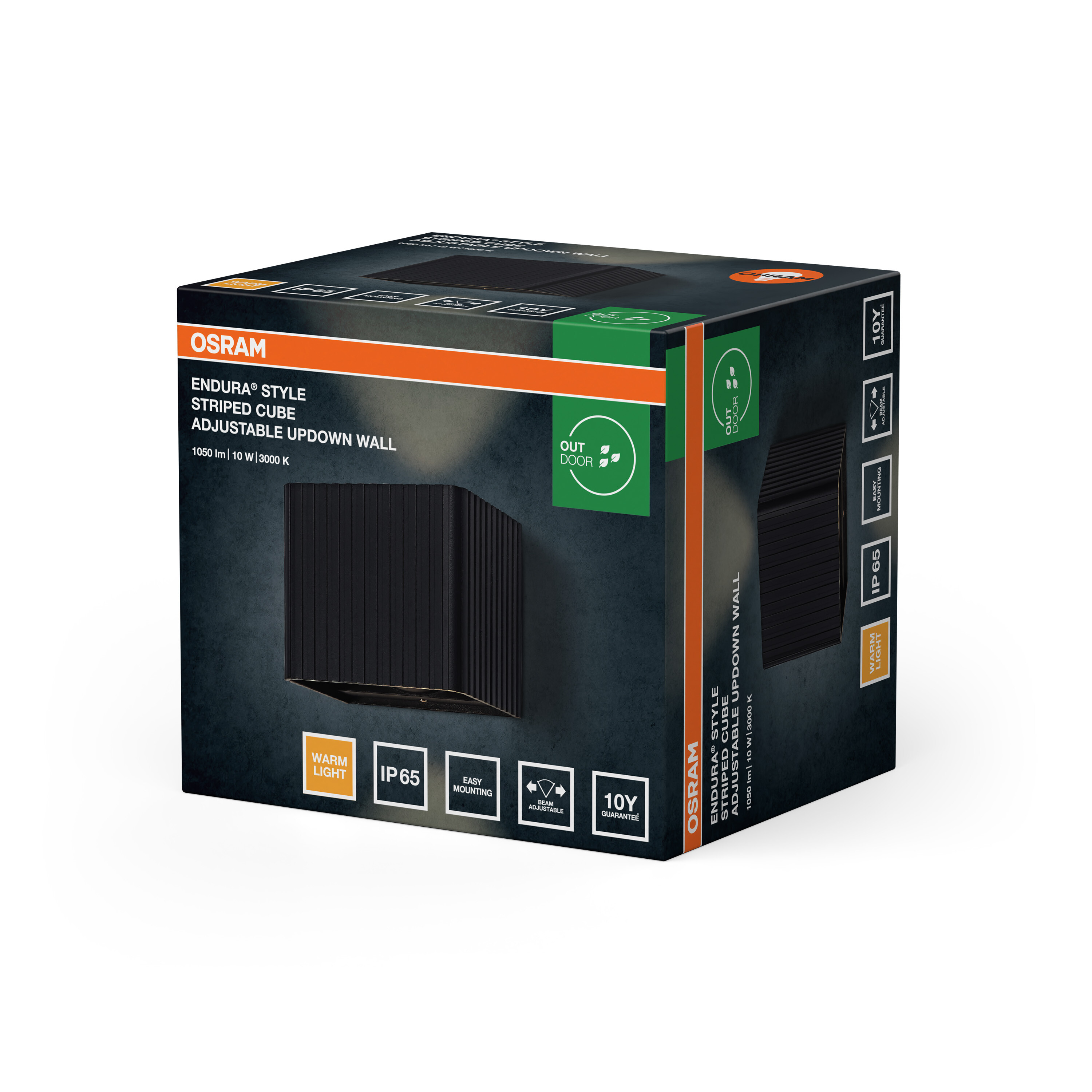 Verpackungsbox für Osram Endura Style Wandleuchte auf weißem Hintergrund.