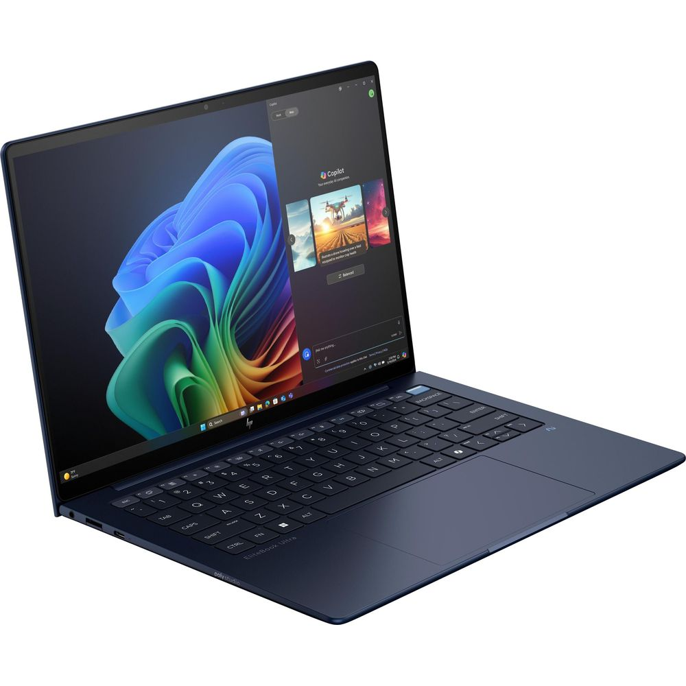 Ein blauer Laptop mit geöffnetem Bildschirm zeigt ein Windows-Schnittstellenfenster.