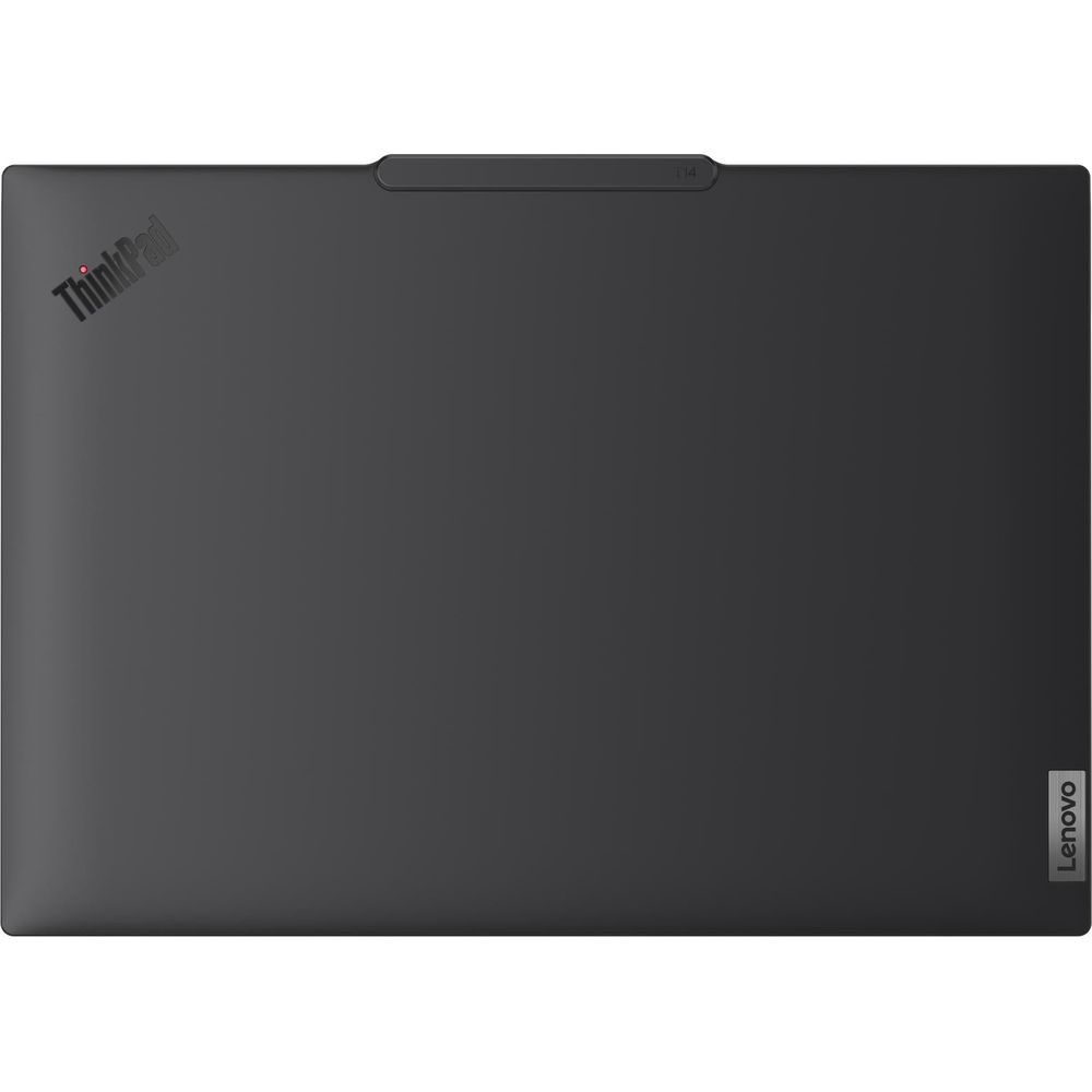 Ordinateur portable Lenovo ThinkPad noir fermé avec les logos ThinkPad et Lenovo sur le couvercle.