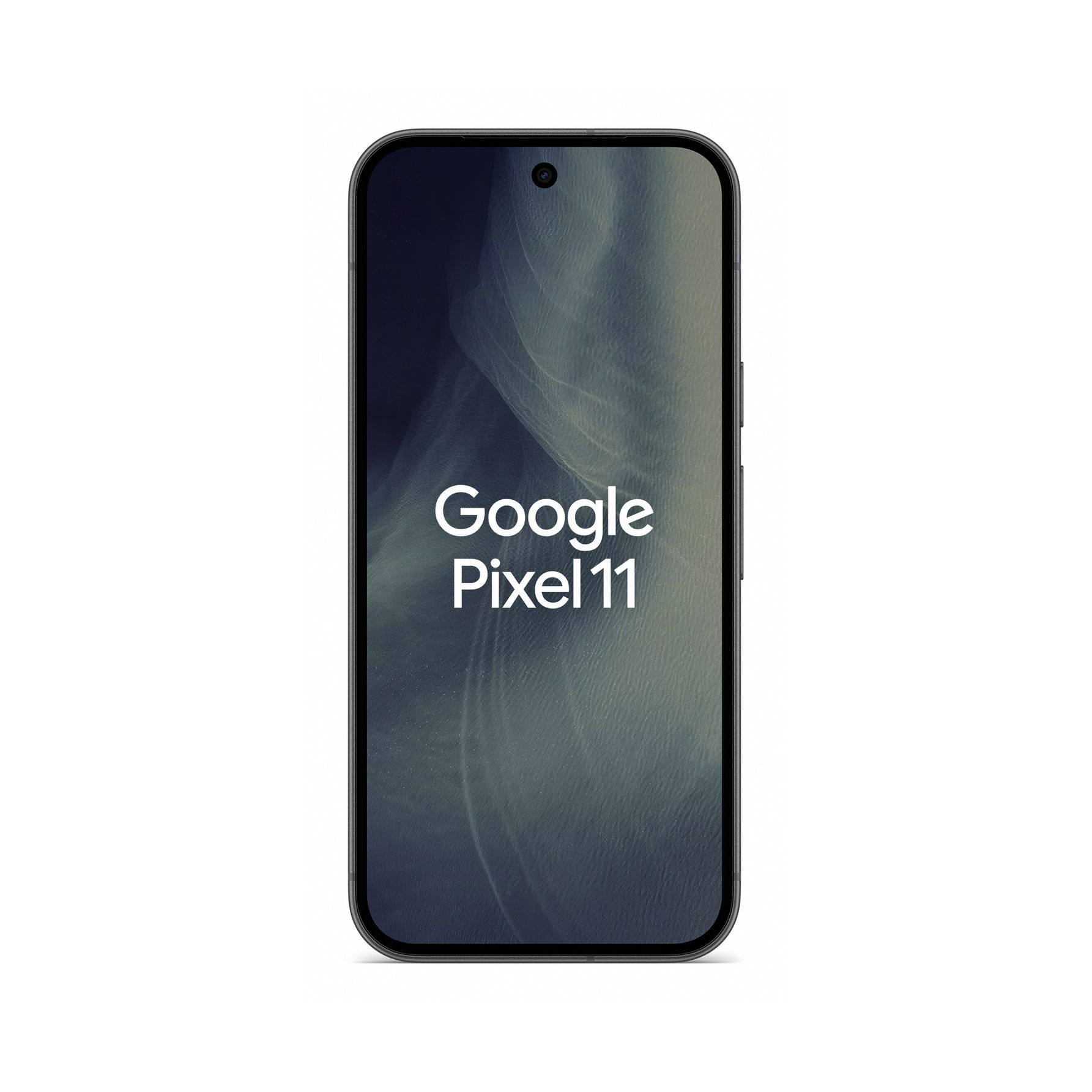 Ein dunkles Google Pixel 11 Smartphone zeigt den Markennamen auf einem strukturierten, dunklen Hintergrund.