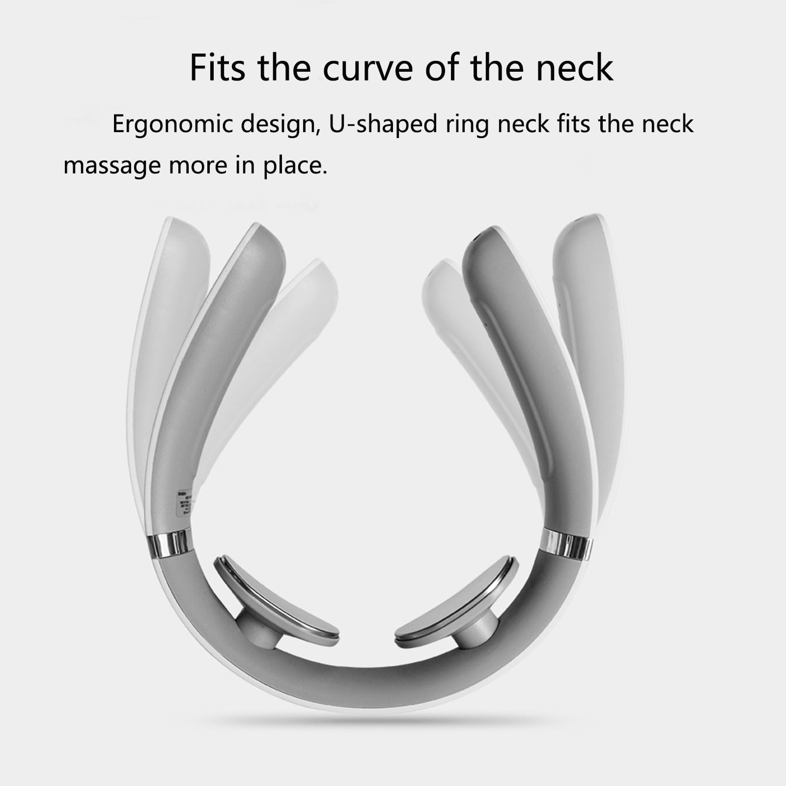 Ergonomisches Nackenmassagegerät in U-Form mit flexiblen, beweglichen Armen auf weißem Hintergrund.