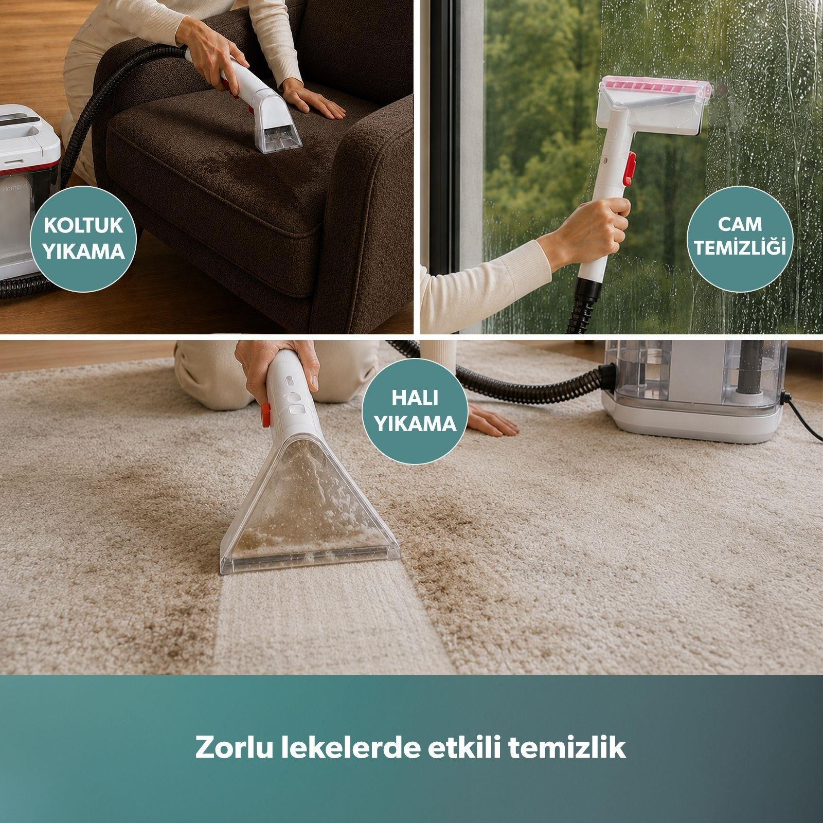 Koltuk, cam ve halı temizliğinde kullanılan bir temizlik cihazı.