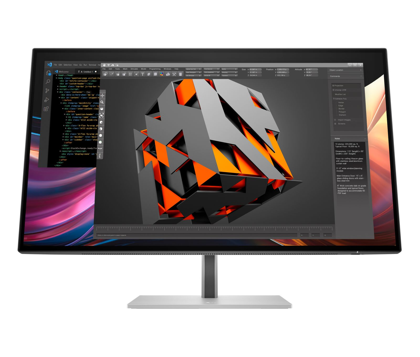 Un monitor di computer moderno che mostra software di modellazione 3D.