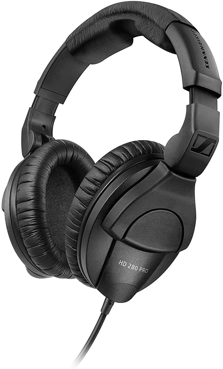 Cuffie da studio over-ear nere Sennheiser HD 280 Pro con archetto imbottito e spessi cuscinetti.