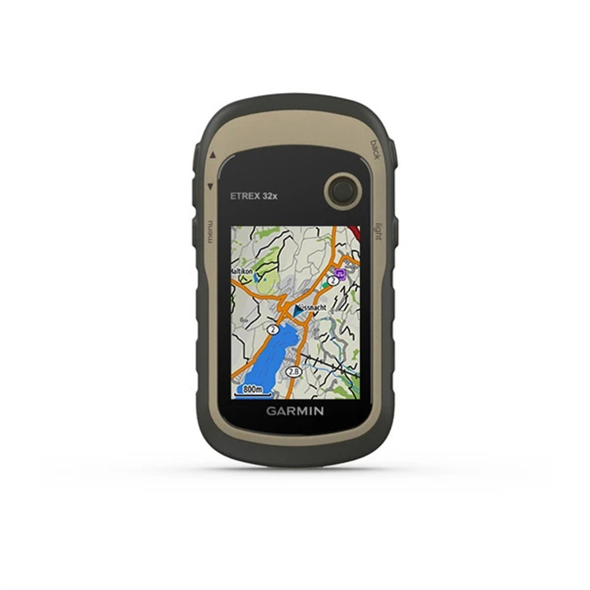 Przenośne urządzenie GPS Garmin eTrex 32x z aktywną nawigacją mapową na ekranie.