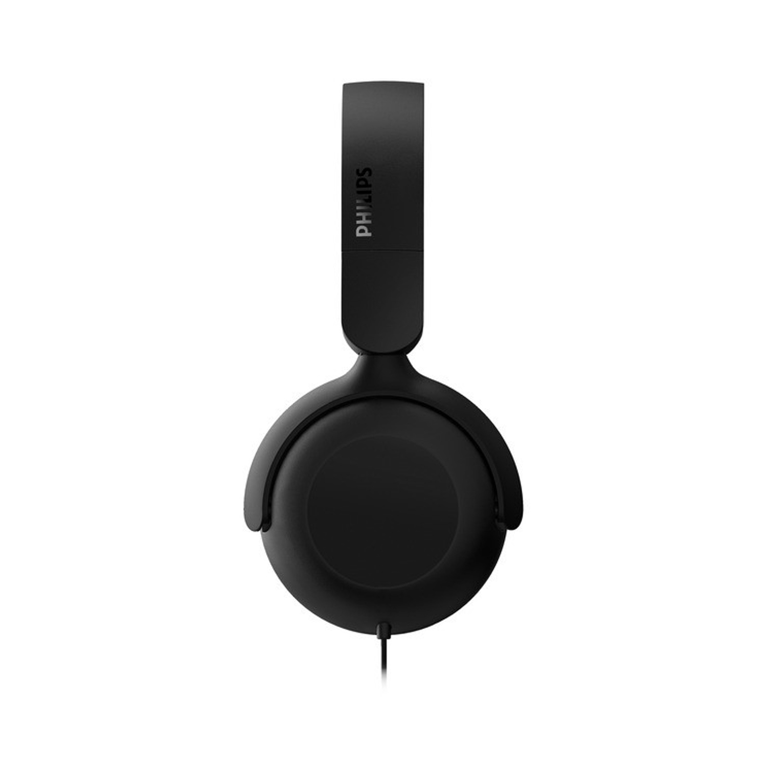 Cuffie supraurali con cavo Philips nere su sfondo bianco.