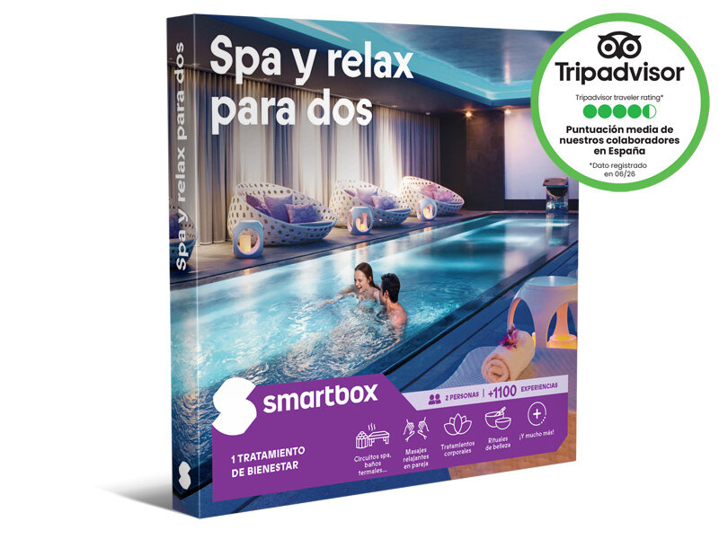 Caja regalo Smartbox para una experiencia de spa para dos con piscina interior y tumbonas.